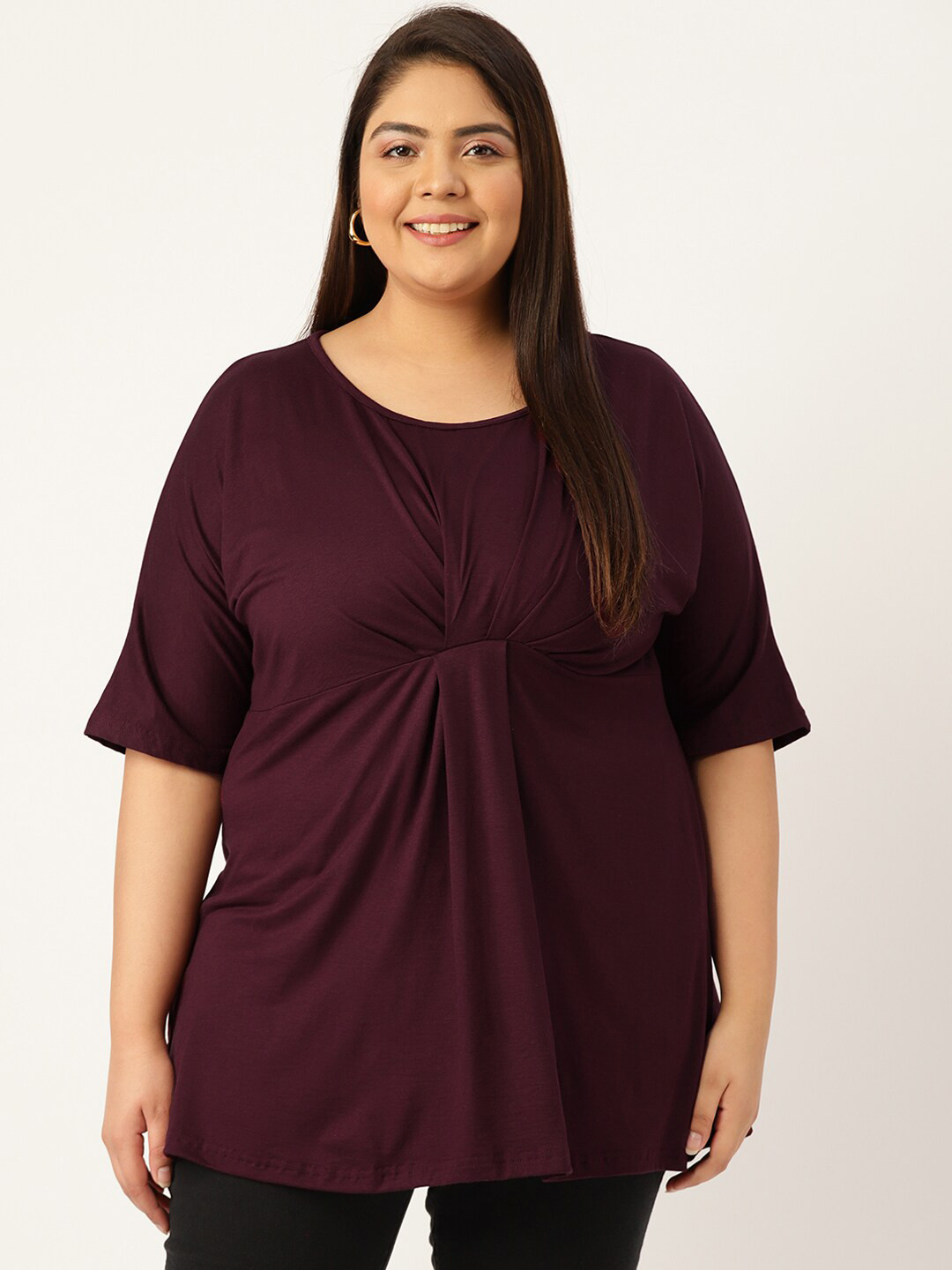theRebelinme Plus Size Purple Empire Longline Top