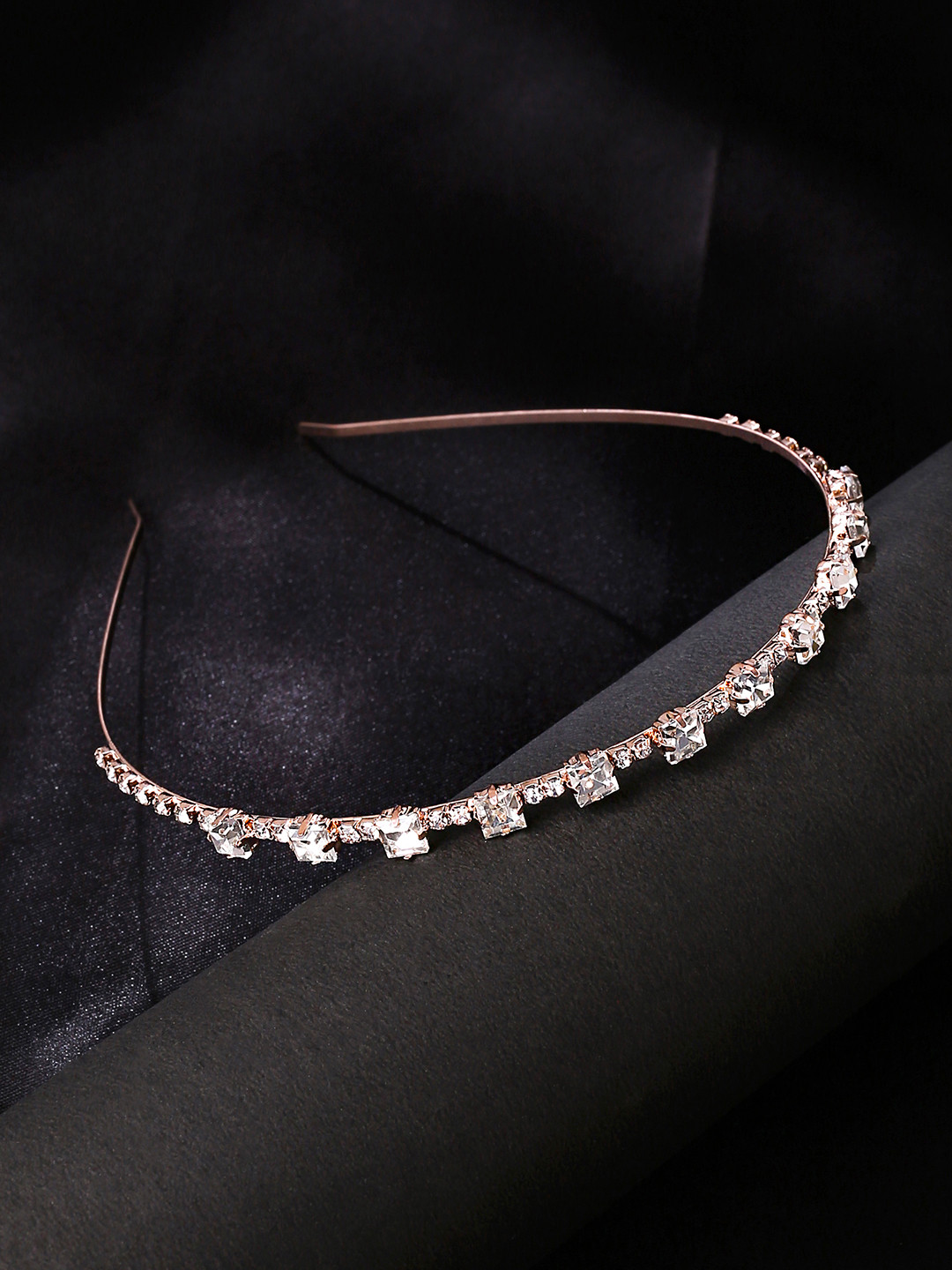 Yellow Chimes Rose Gold Tone Crystal studded Bridal Head Band
