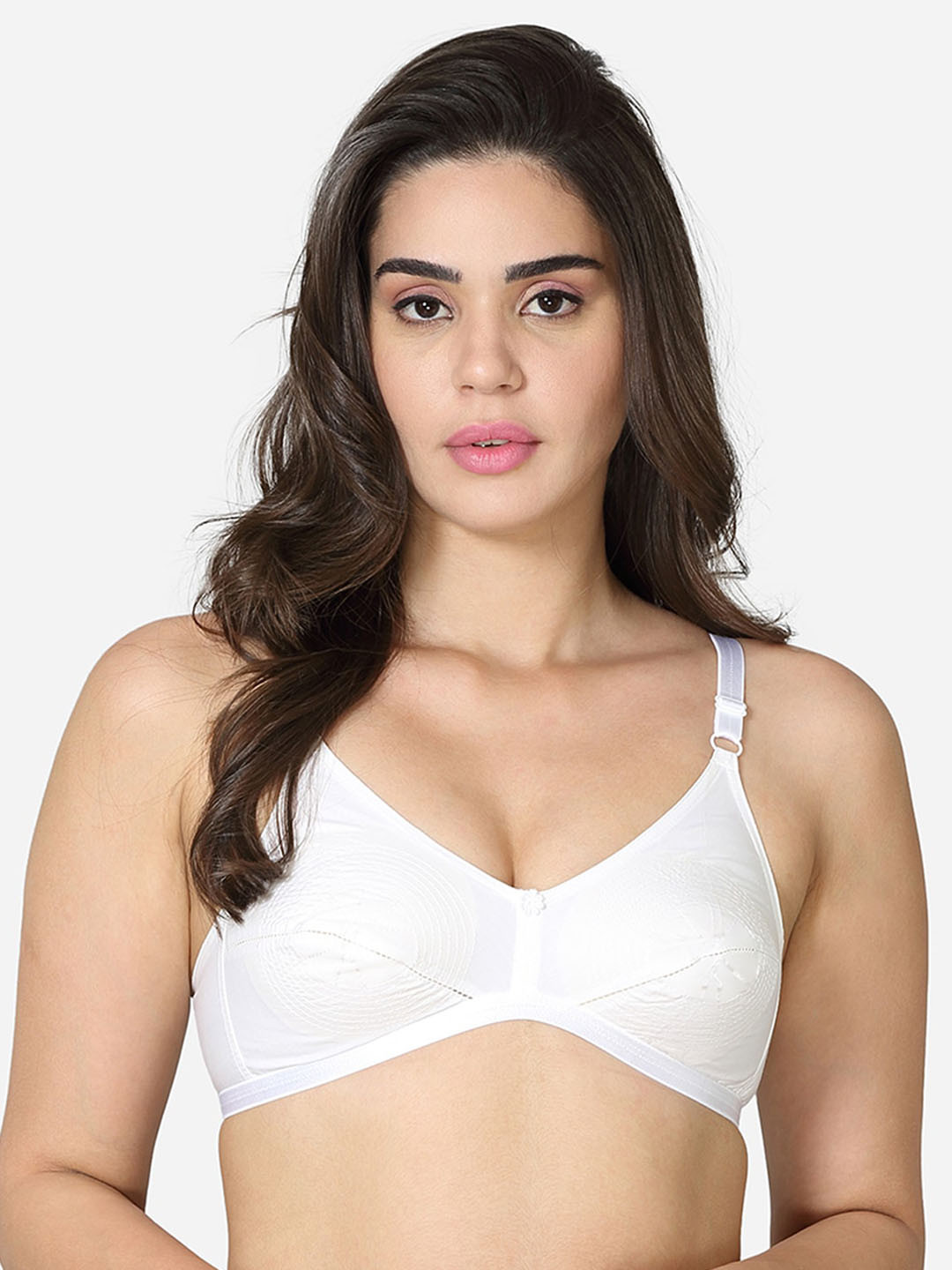 VStar White Seamed shaper Cotton Bra