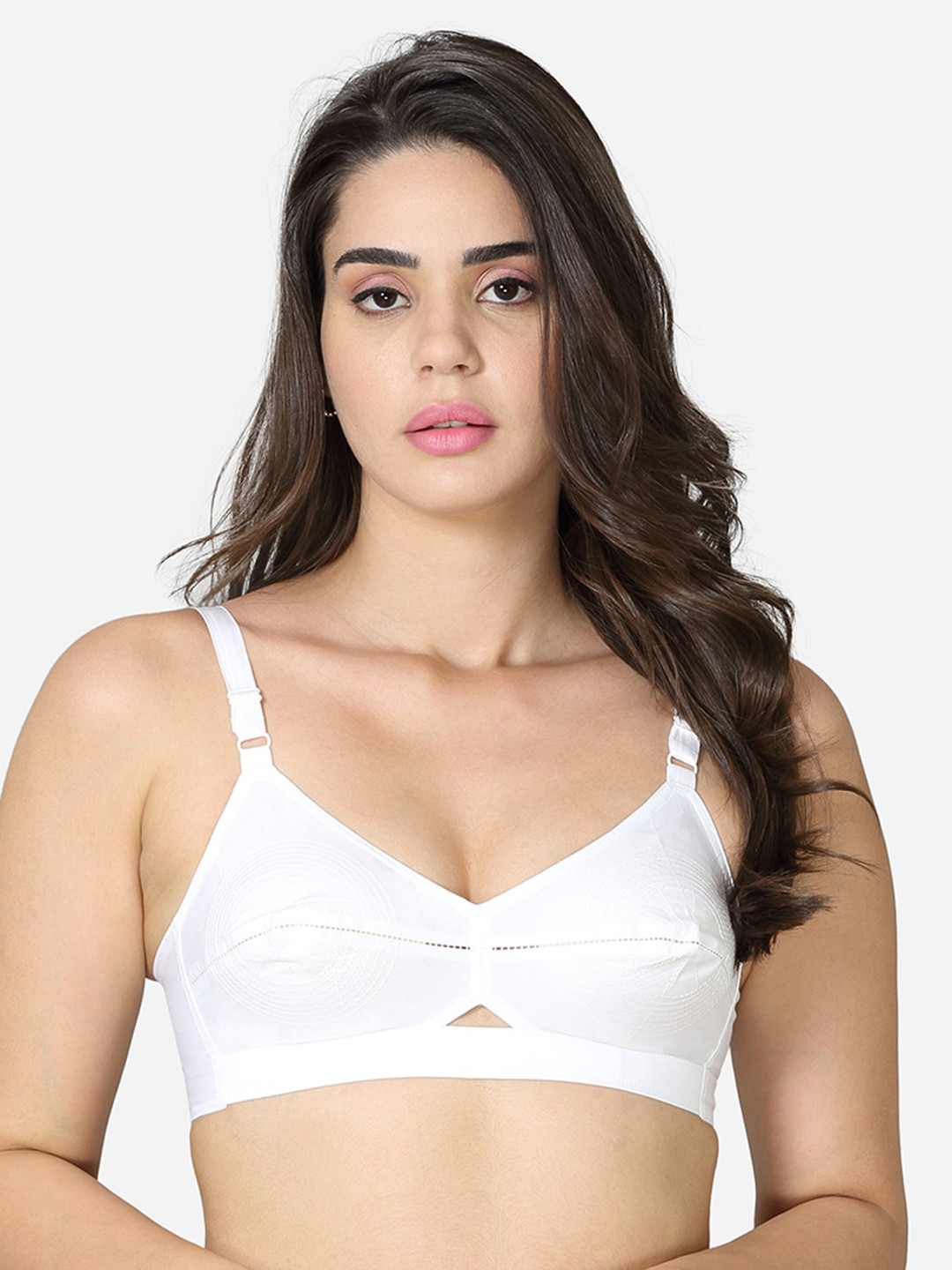 VStar White seamed Non-Padded Cotton Bra
