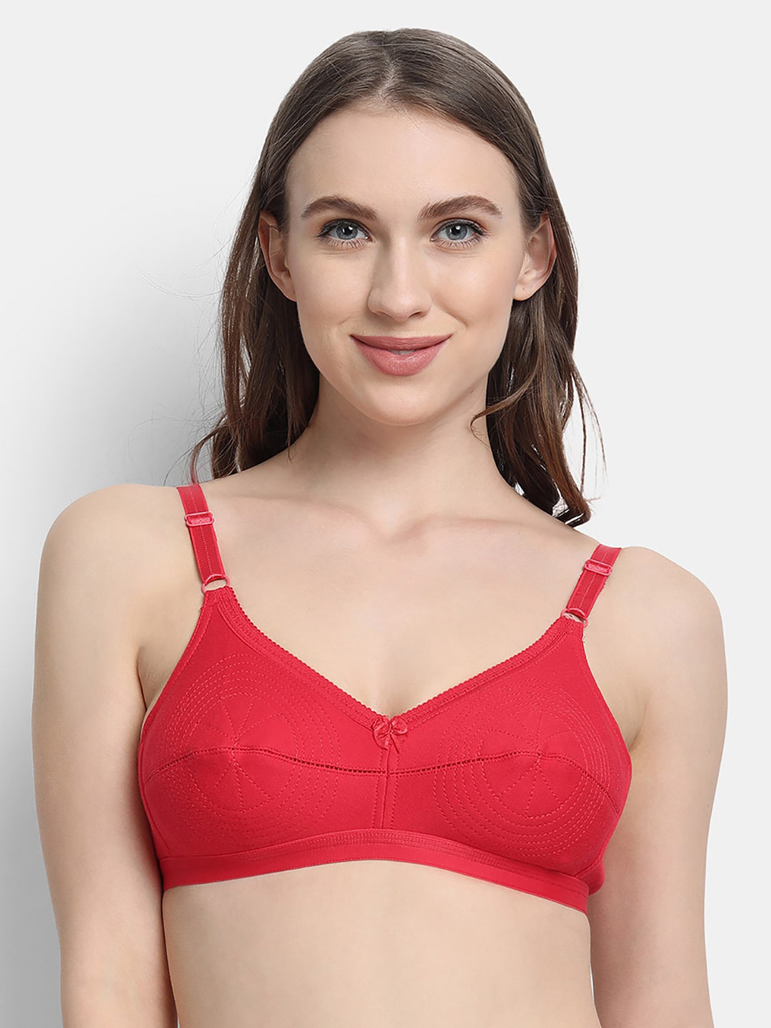 VStar Red double-layered cone-shaped Cotton Bra