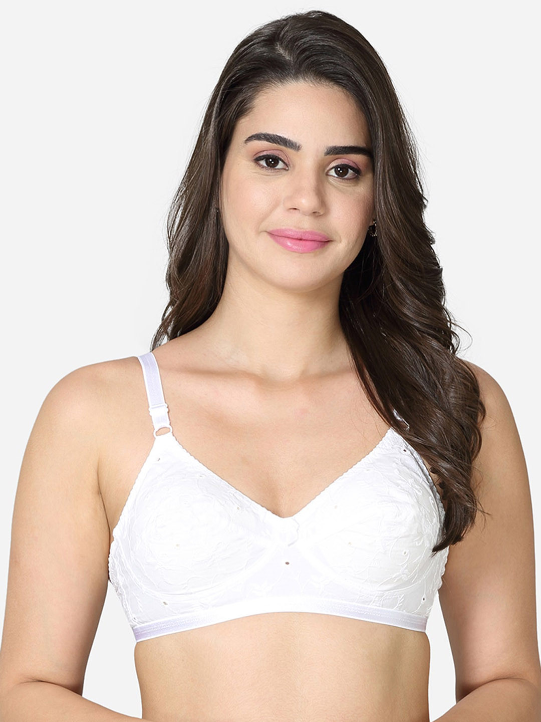 VStar White Seamed high coverage Cotton Bra