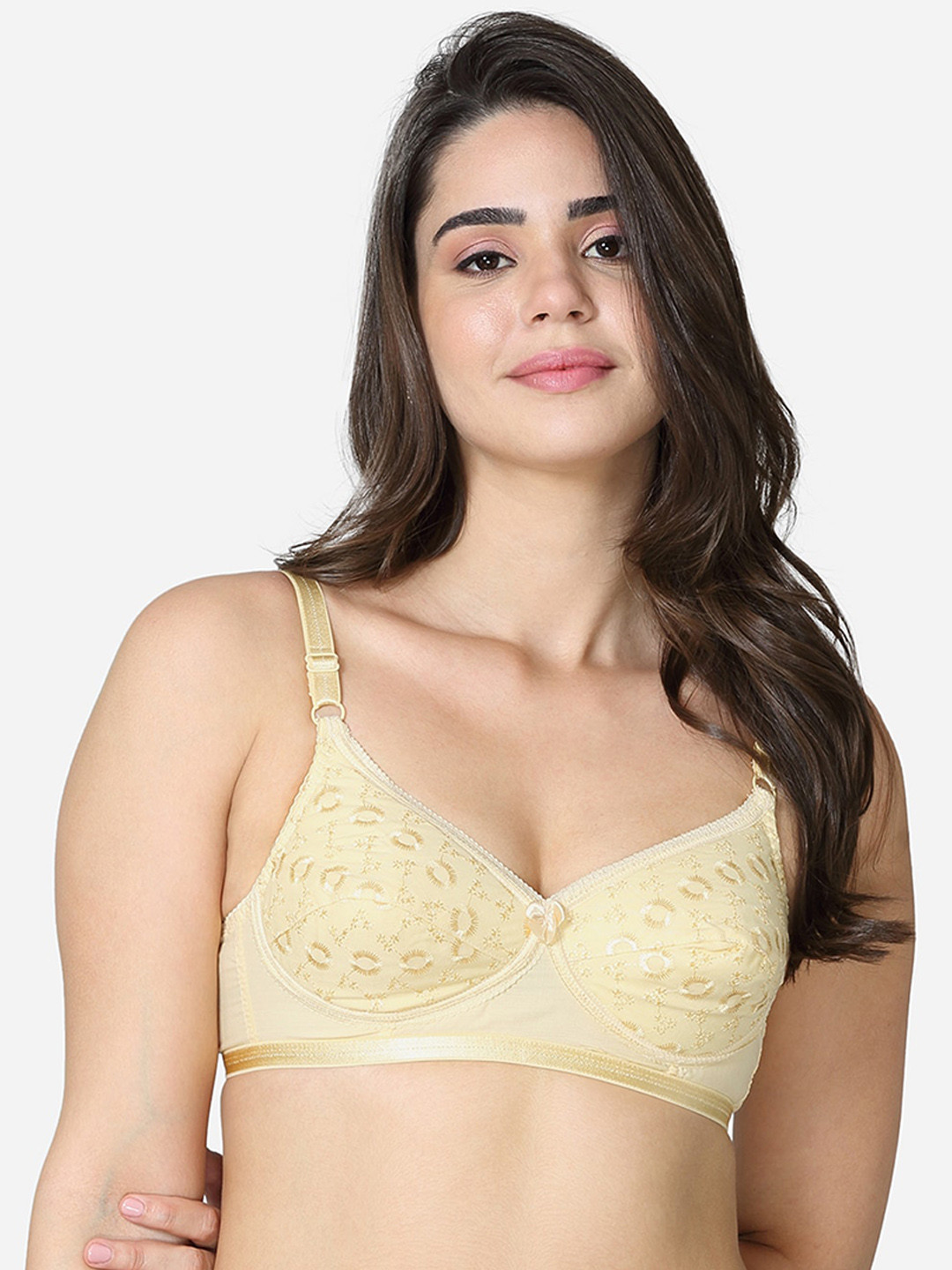 VStar Nude-Coloured Floral Push-up Non-Padded Cotton Bra