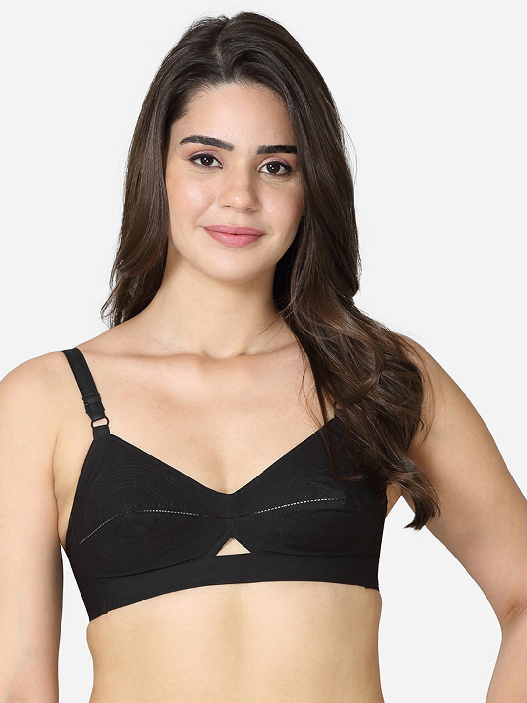 VStar Black seamed Non-Padded Cotton Bra