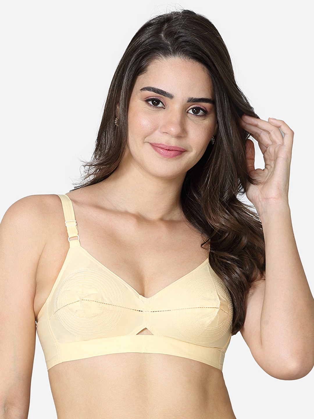 VStar Nude-Coloured Single layered seamed Cotton Bra