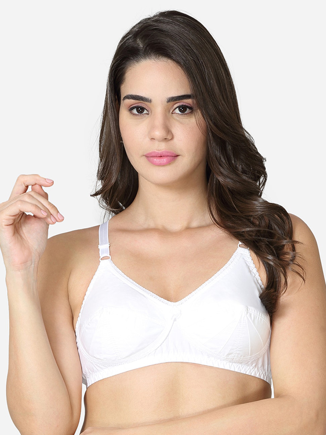 VStar White Medium coverage conical cup Cotton Bra