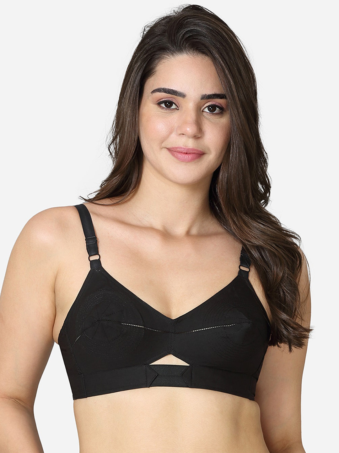 VStar Black Non Padded Non-Wired Everyday Bra-QUEEN-B-BLACK
