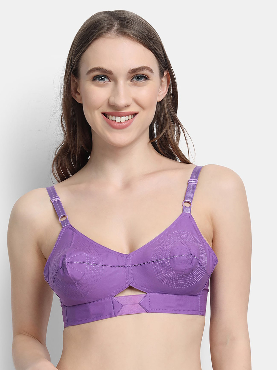 VStar Violet Non Padded Non-Wired Everyday Bra-QUEENUBACK-B