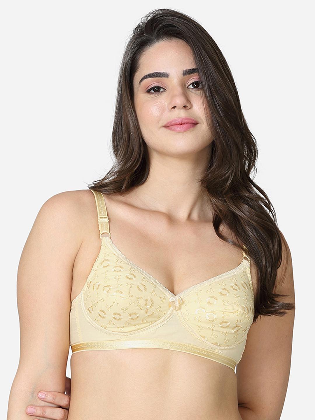 VStar Nude-Coloured Floral Non Padded Non-Wired Everyday Bra-FAIRYFOAM-B
