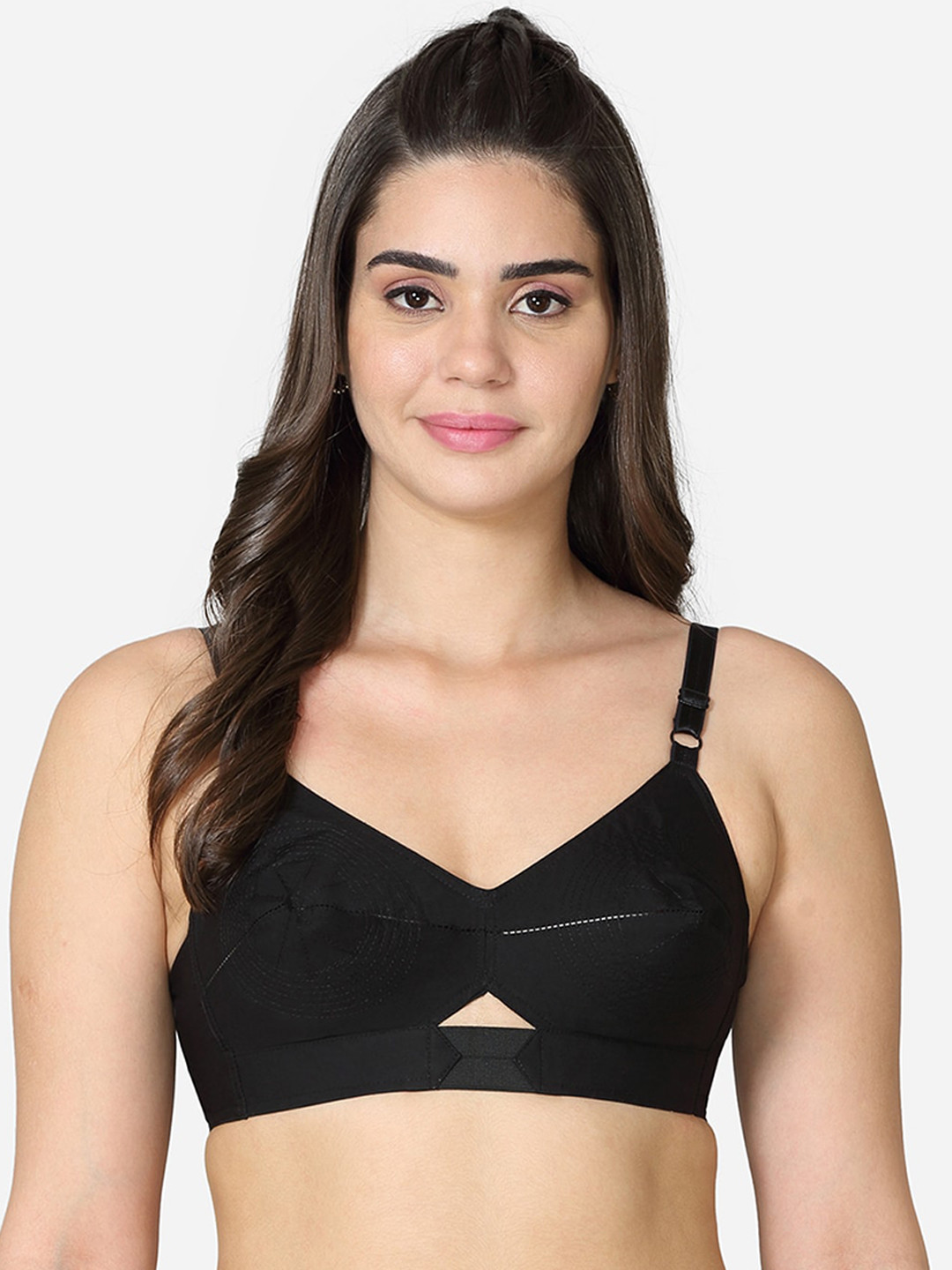 VStar Black Non Padded Non-Wired Everyday Bra-QUEENUBACK-B