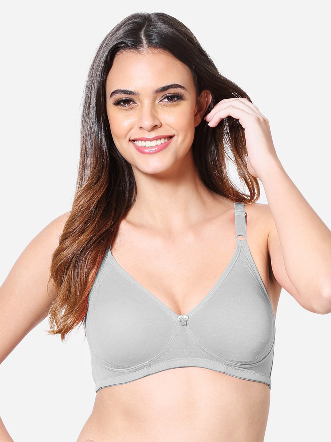VStar Grey Non Padded Non-Wired Everyday Bra-SARAH-B-COOLGREY