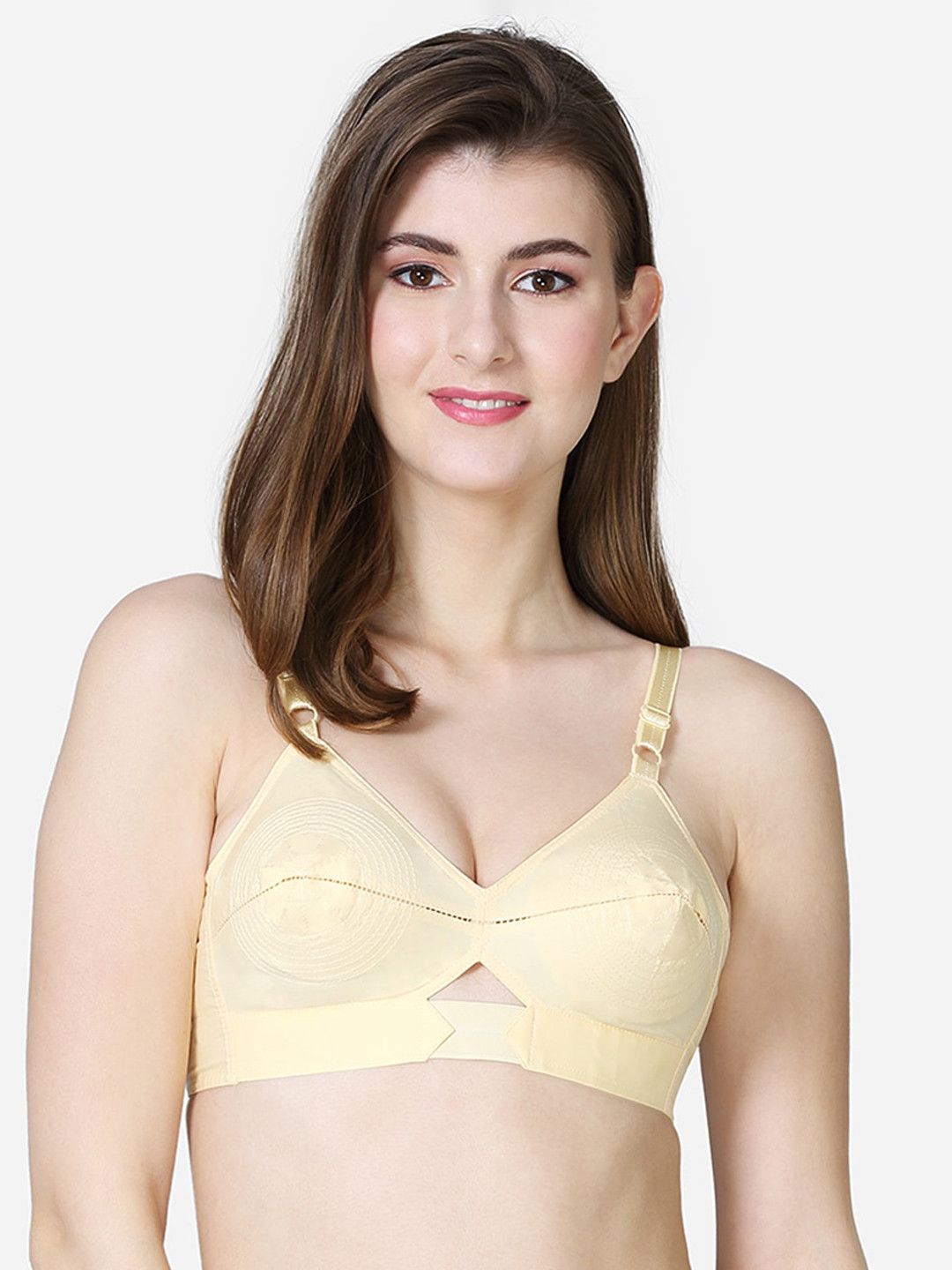 VStar Nude-Coloured Non Padded Non-Wired Everyday Bra-QUEENUBACK-D