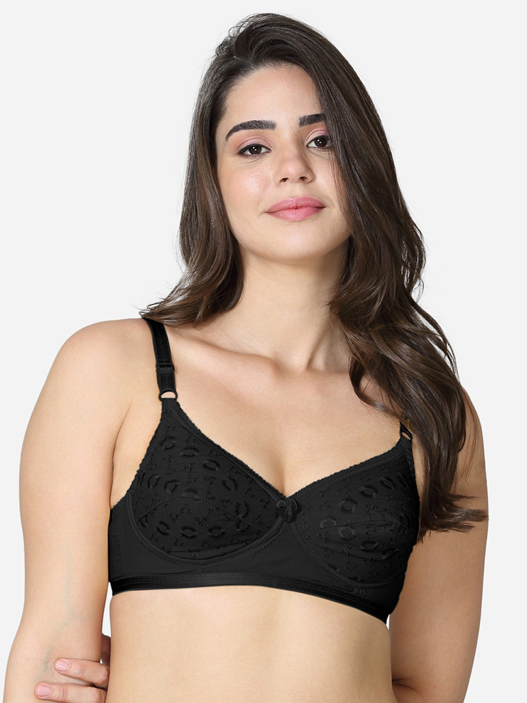 VStar Black Non Padded Non-Wired Everyday Bra-FAIRYFOAM-B