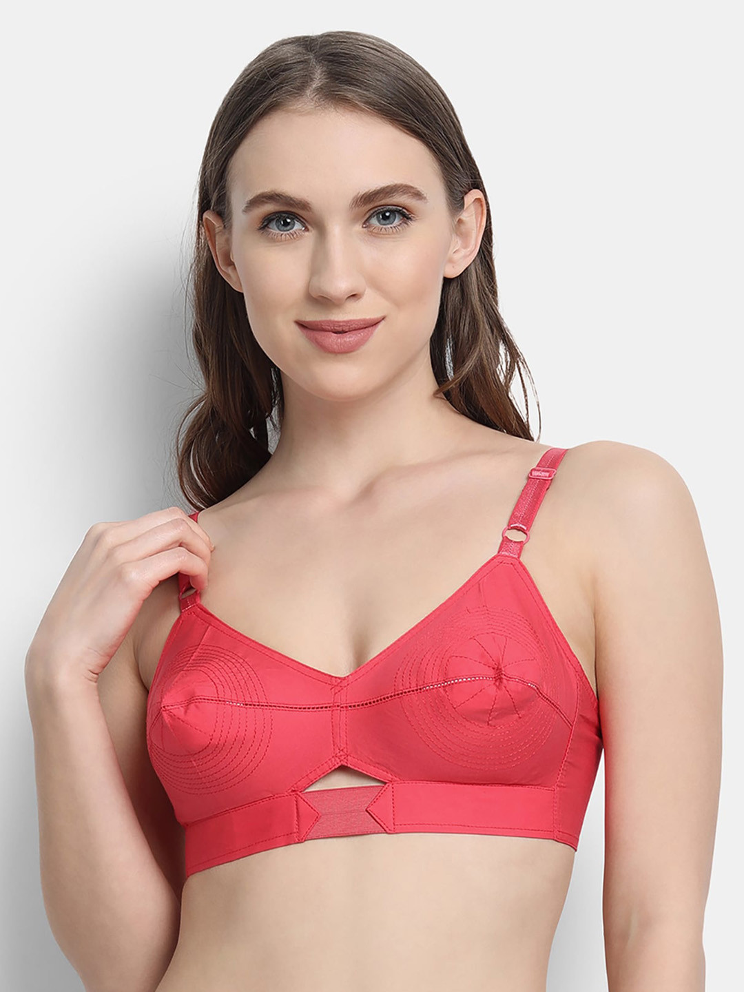 VStar Coral Non Padded Non-Wired Everyday Bra-QUEENUBACK-B