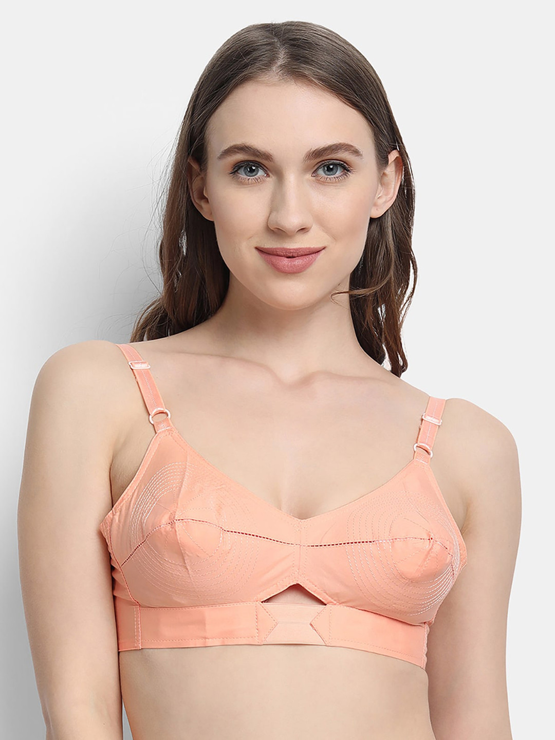 VStar Peach-Coloured Non Padded Non-Wired Everyday Bra-QUEENUBACK-B