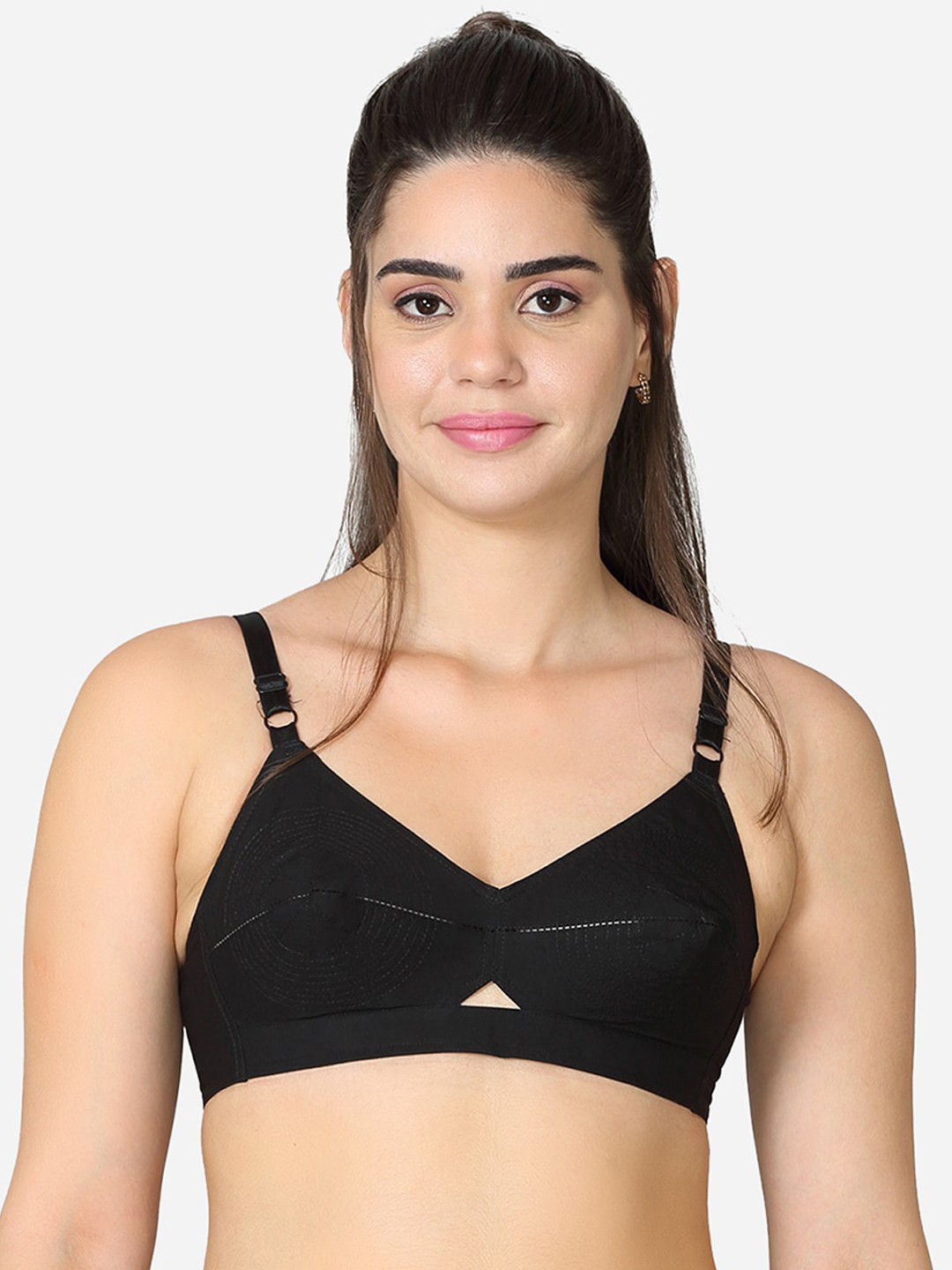 VStar Black Non Padded Non-Wired Everyday Bra-ROSEUBACK-B