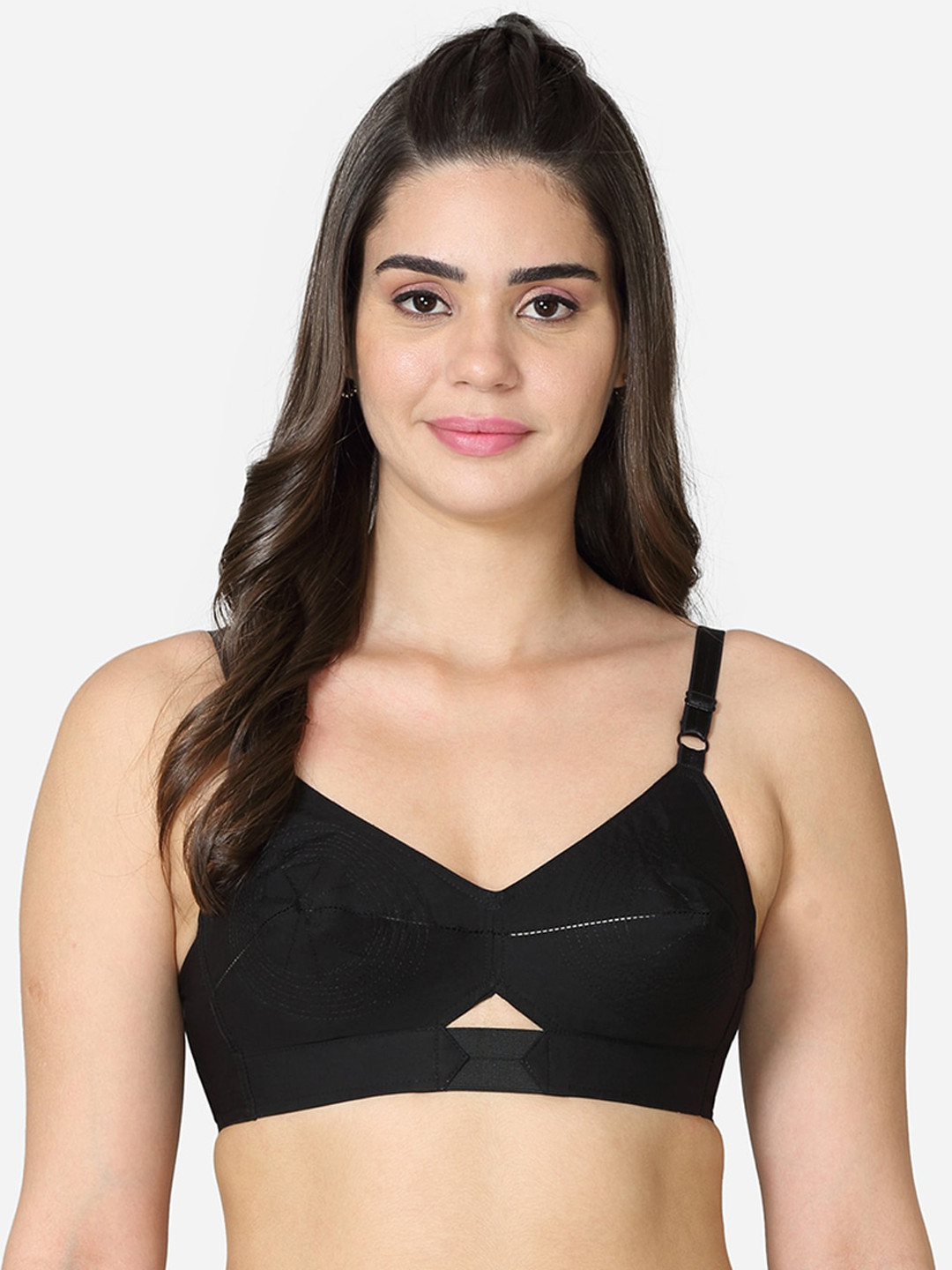 VStar Black Non Padded Non-Wired Everyday Bra-QUEENUBACK-C-BLACK