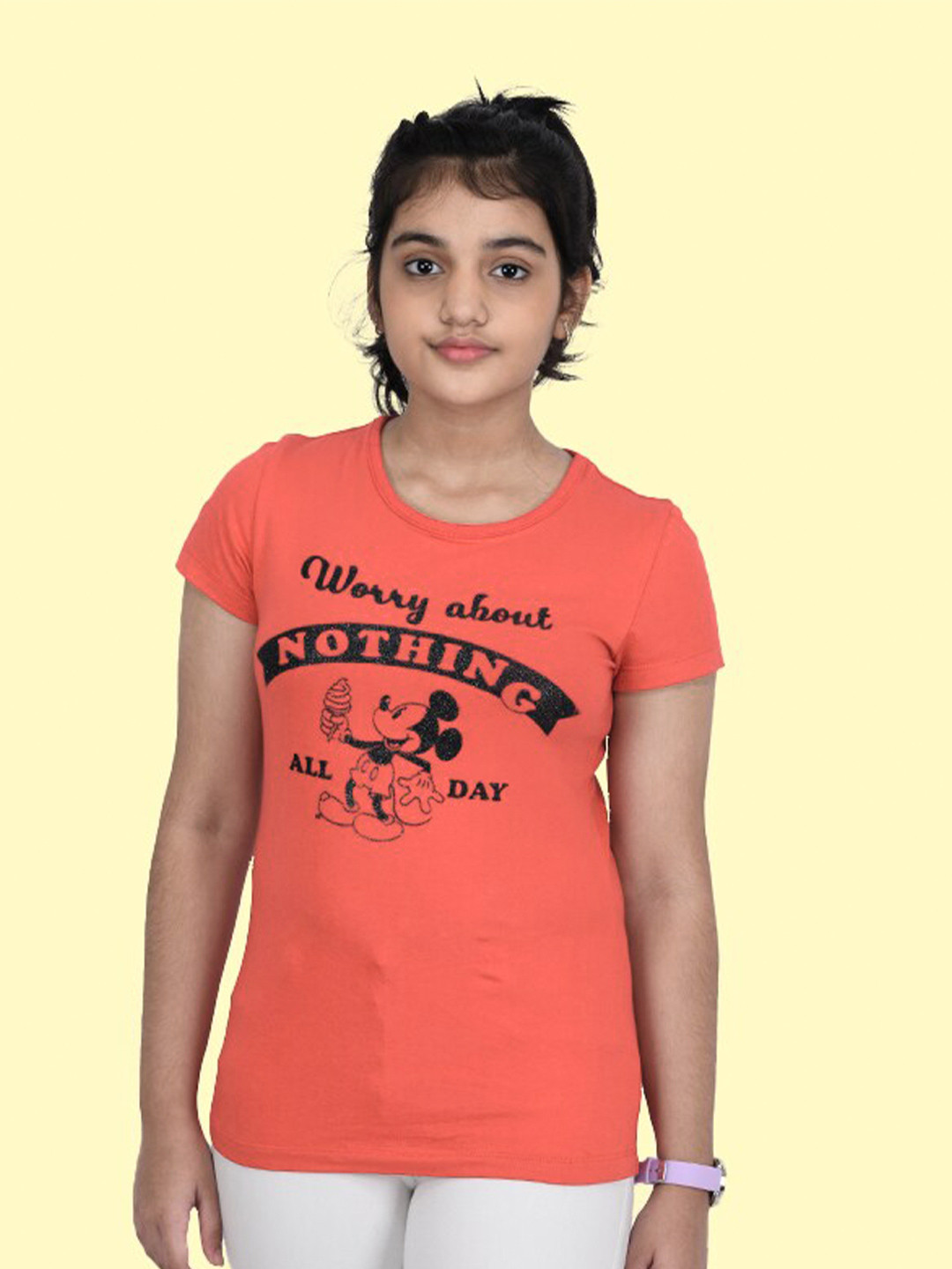 Zalio Girls Red Sports Minnie Mouse Printed T-shirt