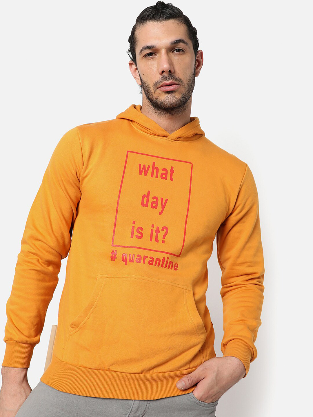 CAHOOT Men Mustard Hooded Sweatshirt