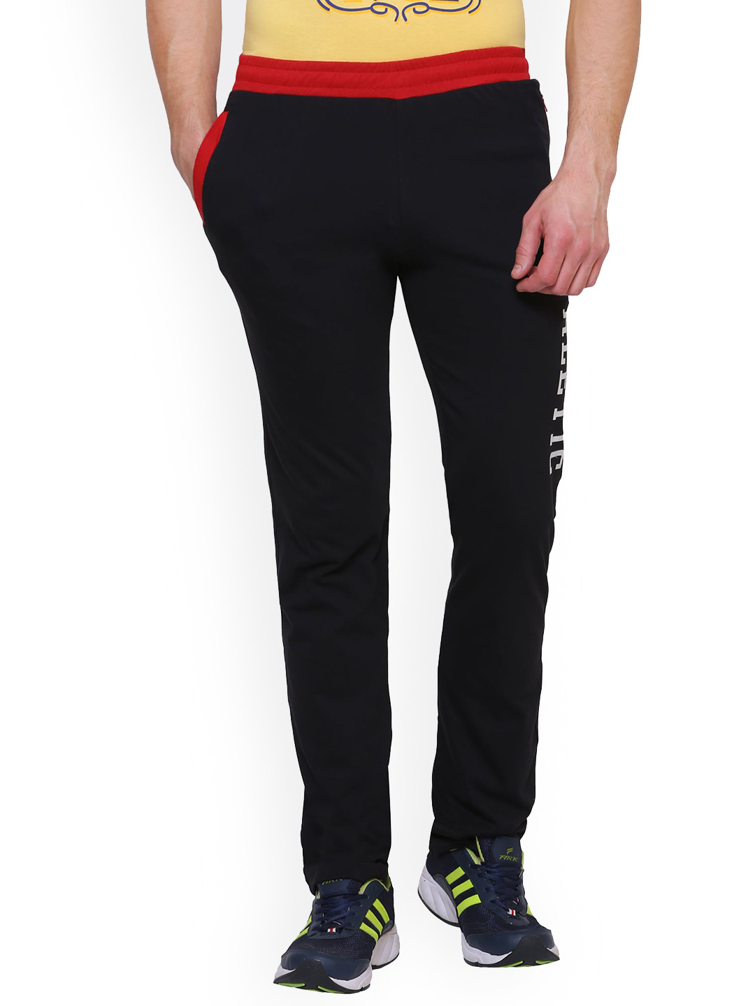 DYCA Men Black Solid Regular Fit Cotton Track Pant