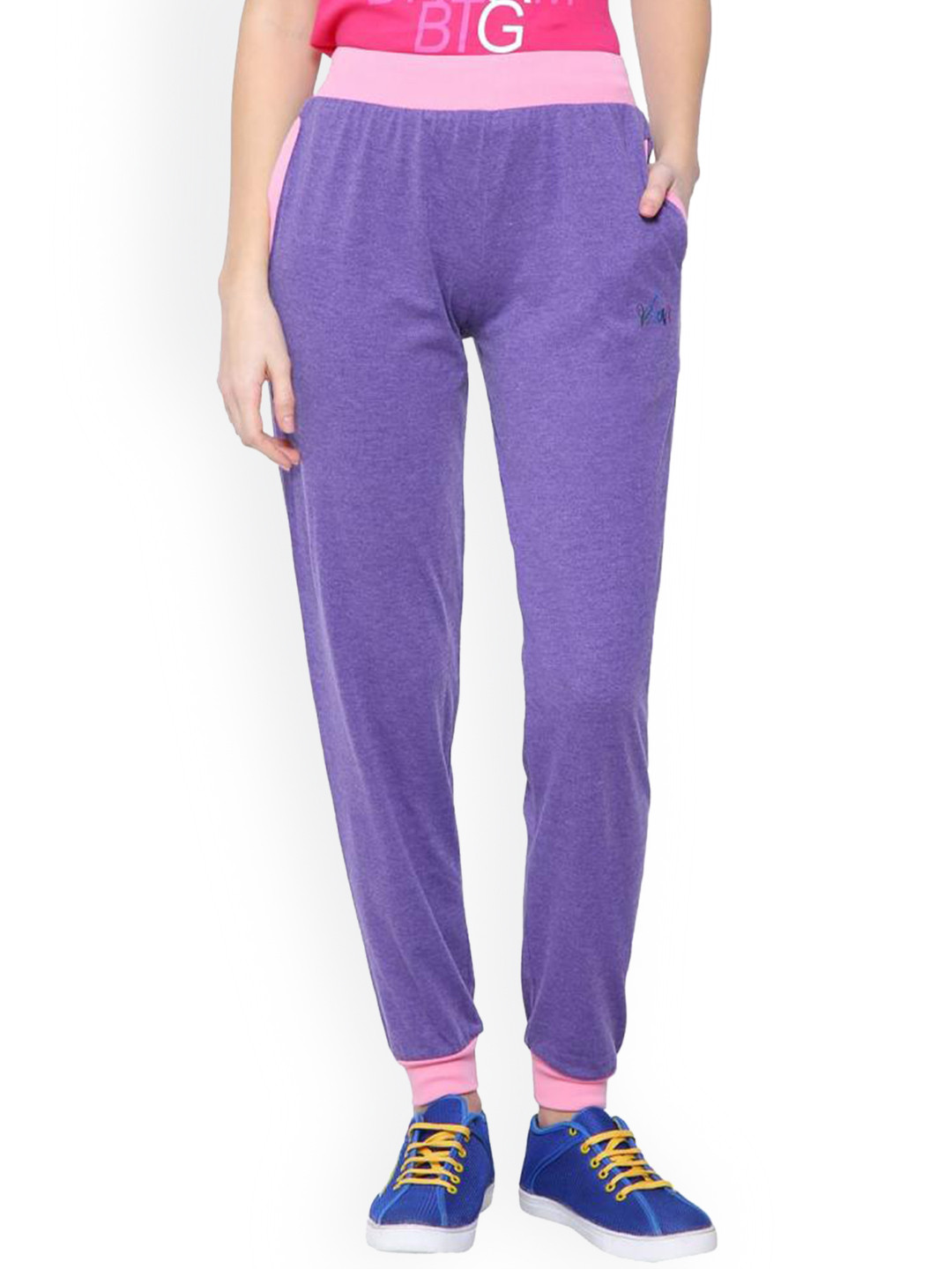 DYCA Women Purple And Pink Solid Regular Fit Cotton Joggers