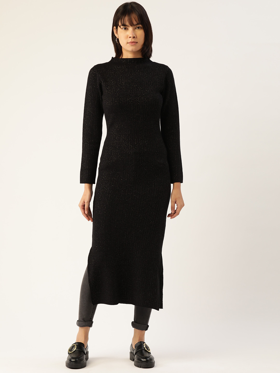 Madame Women Black Embellished Kurta