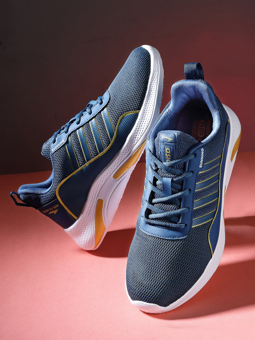 ASIAN Men Turquoise Blue Mesh Running Shoes