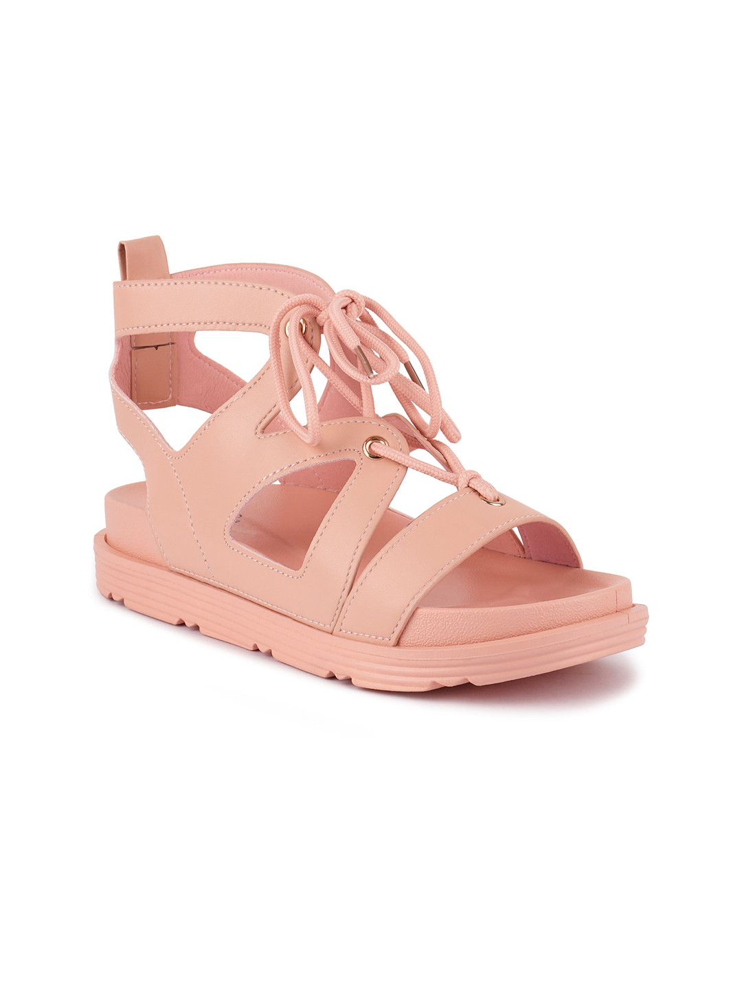 London Rag Women Pink Tie-Up Platform Heels