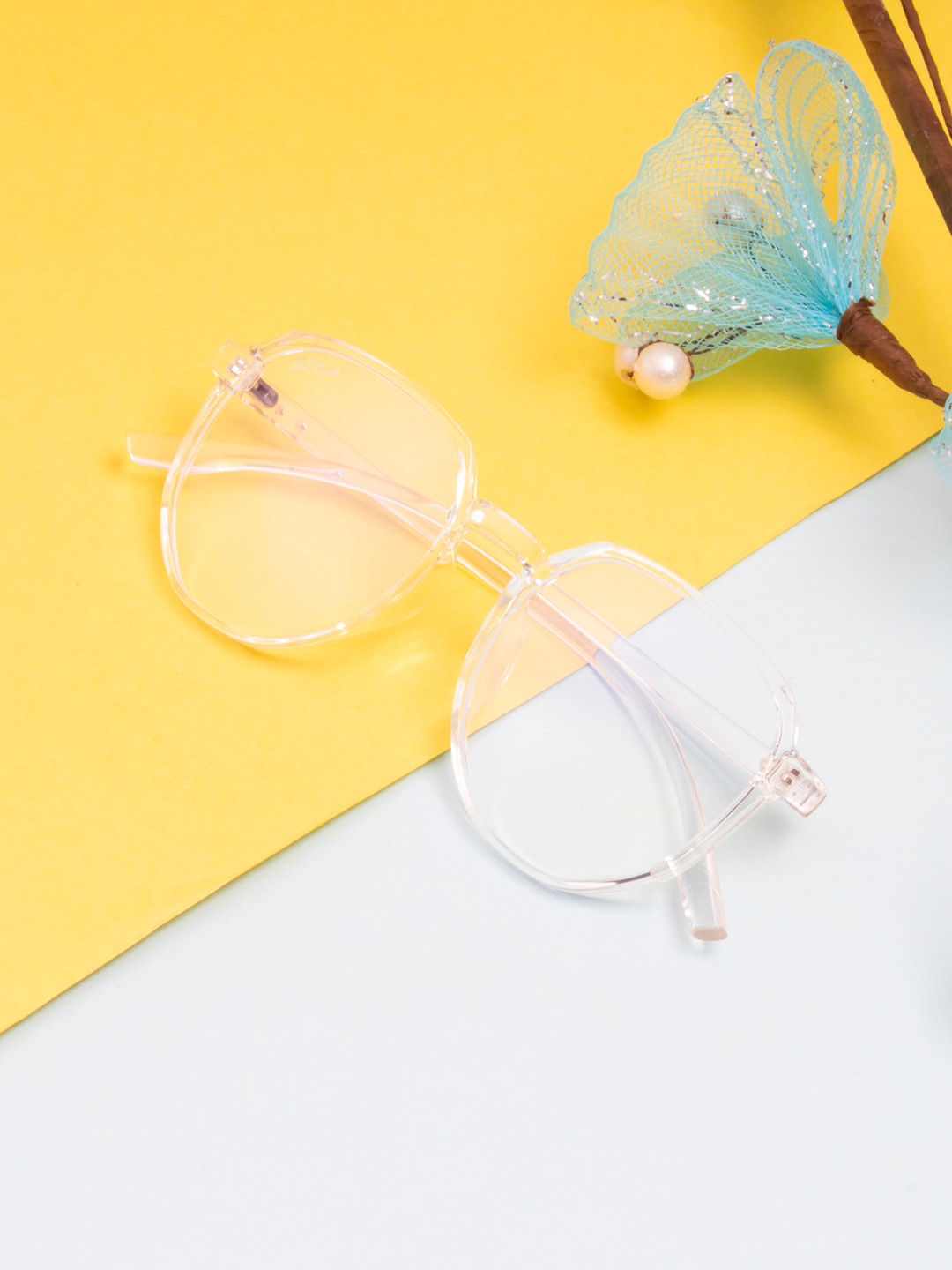 Ted Smith Unisex Transparent  Round Frames with Blue-Light Blocking Computer Glasses