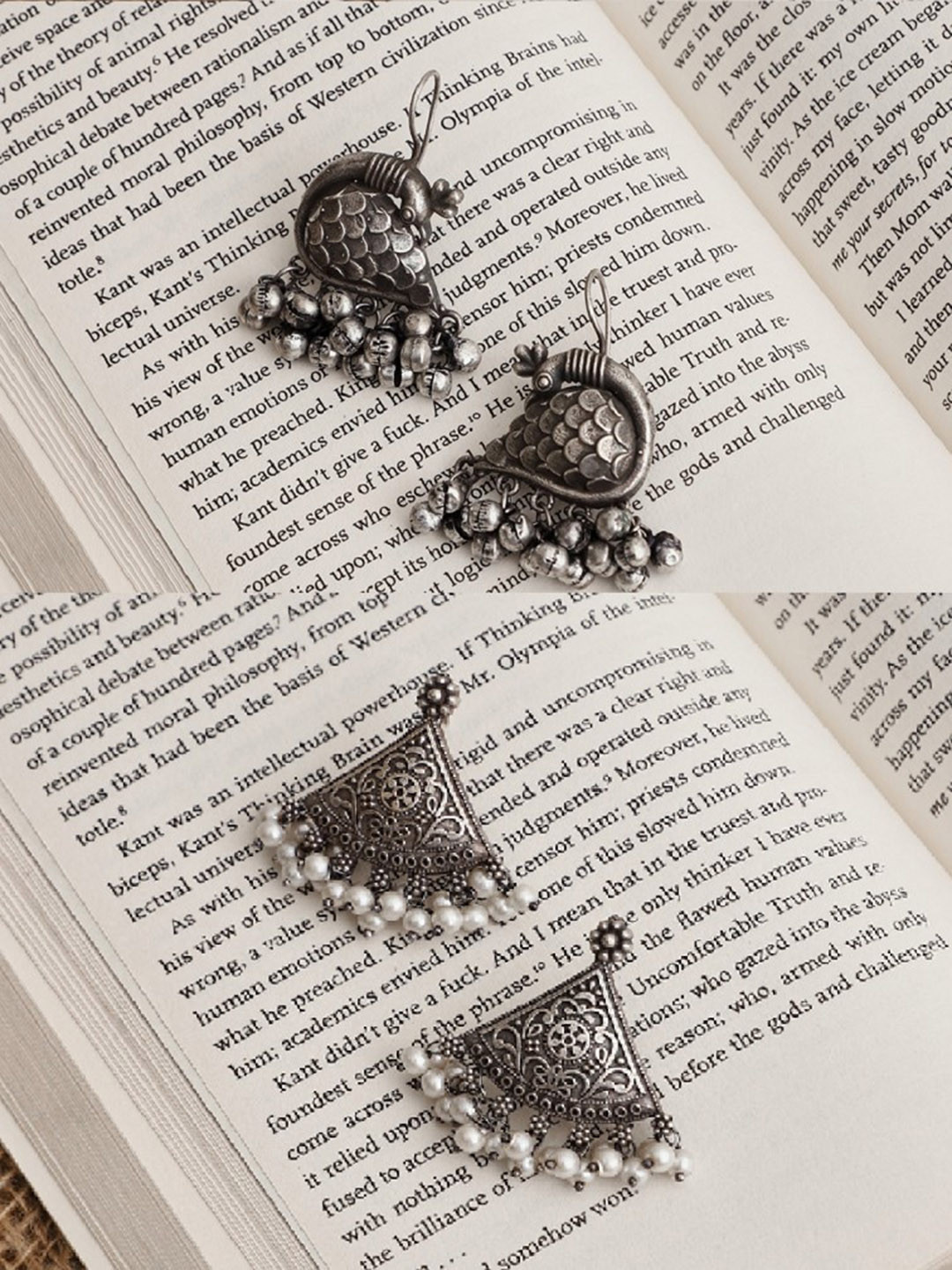 VENI Silver-Toned Pack Of 2 Contemporary Studs Earrings