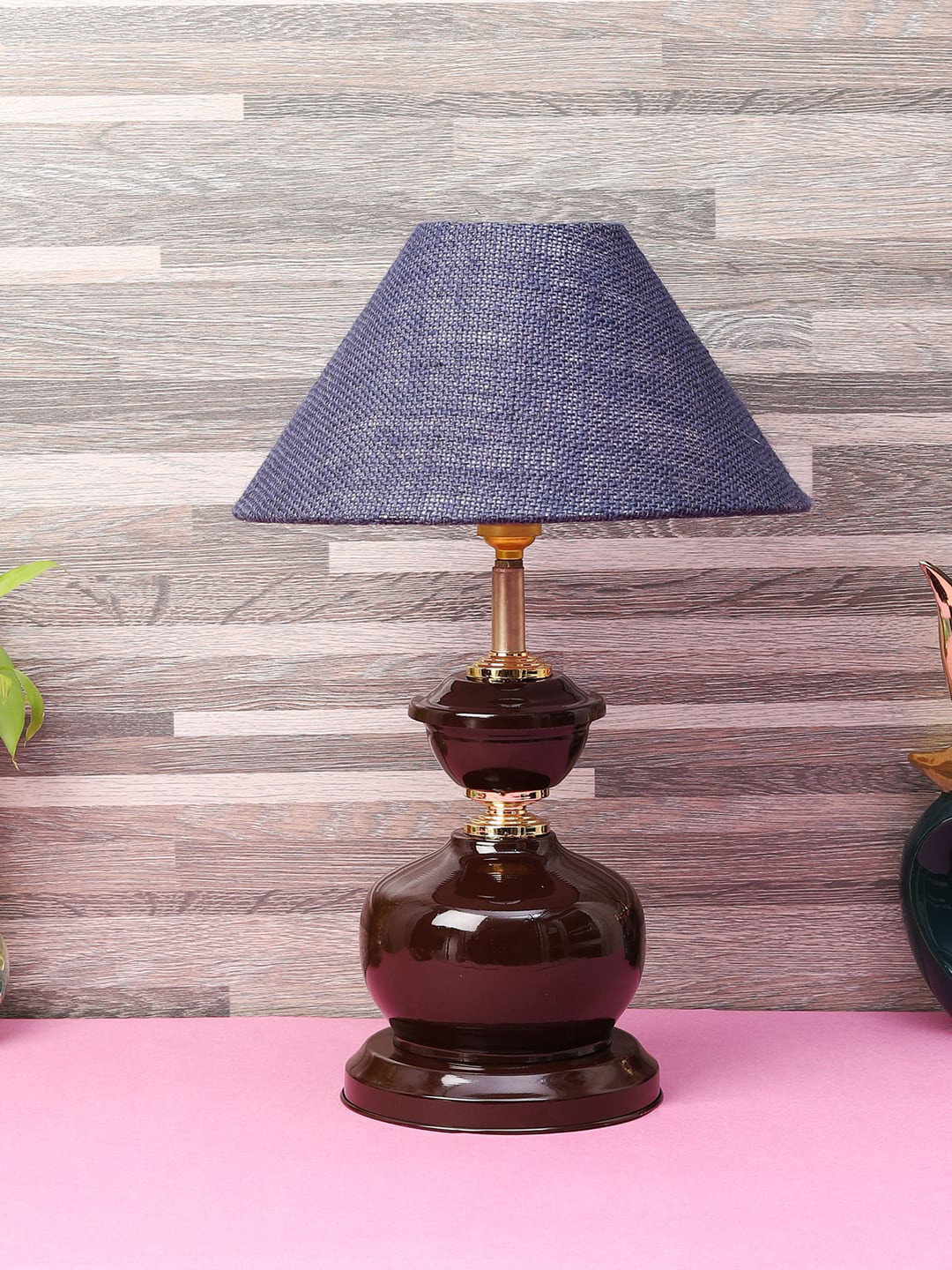 foziq Brown & Blue Textured Table Lamps