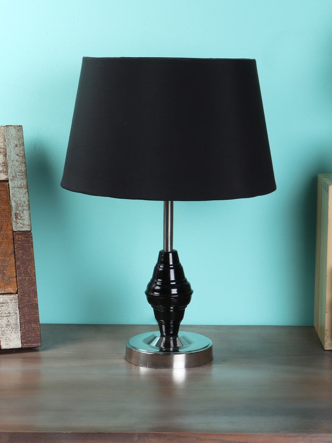 foziq Black Solid Table Lamps With Metal Base