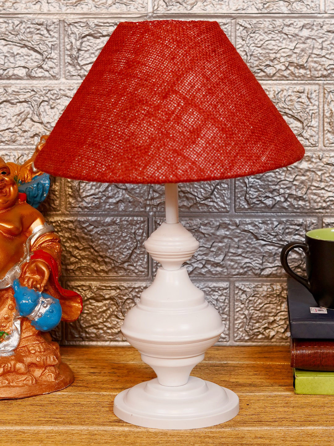 foziq White & Red Textured Table Lamp