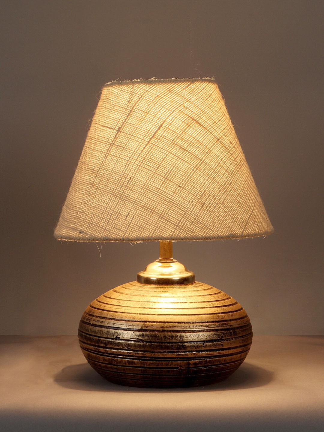 foziq Mustard Solid Metal Table Lamp With Fabric Shade