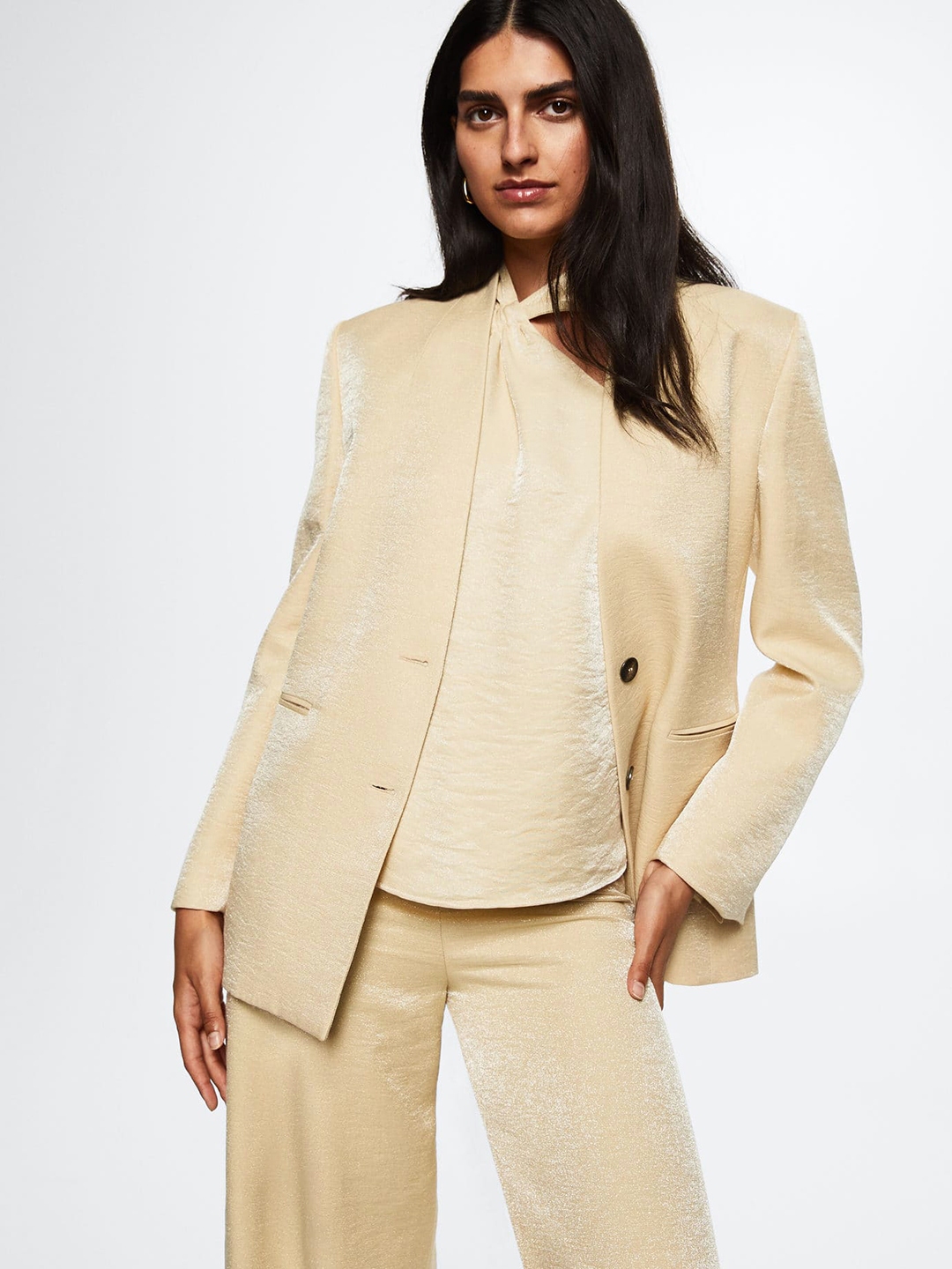 Mango cream blazer hotsell