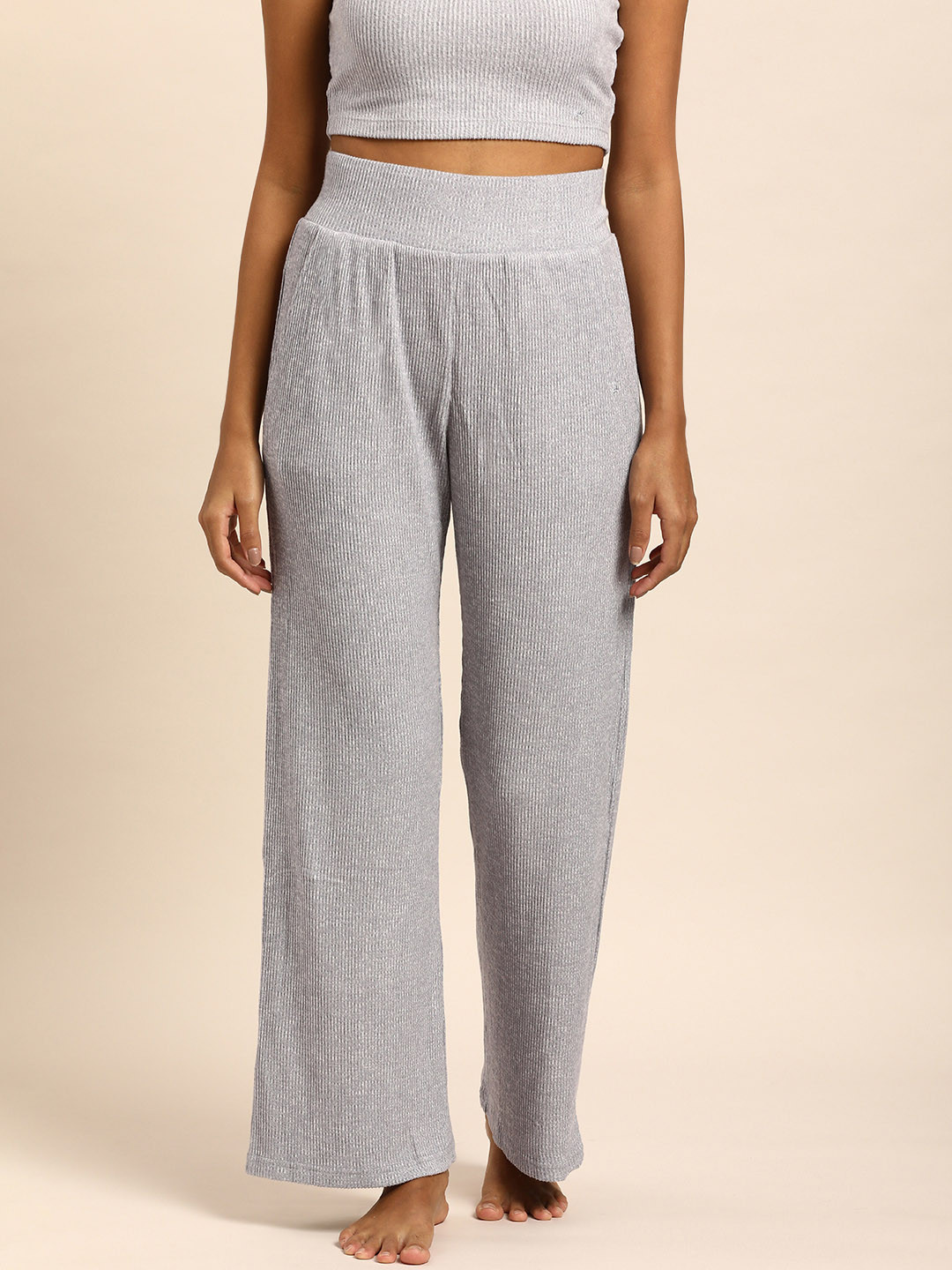 Triumph Women Thermal Climate Control Ribbed High Waist Wide Leg Lounge Pants