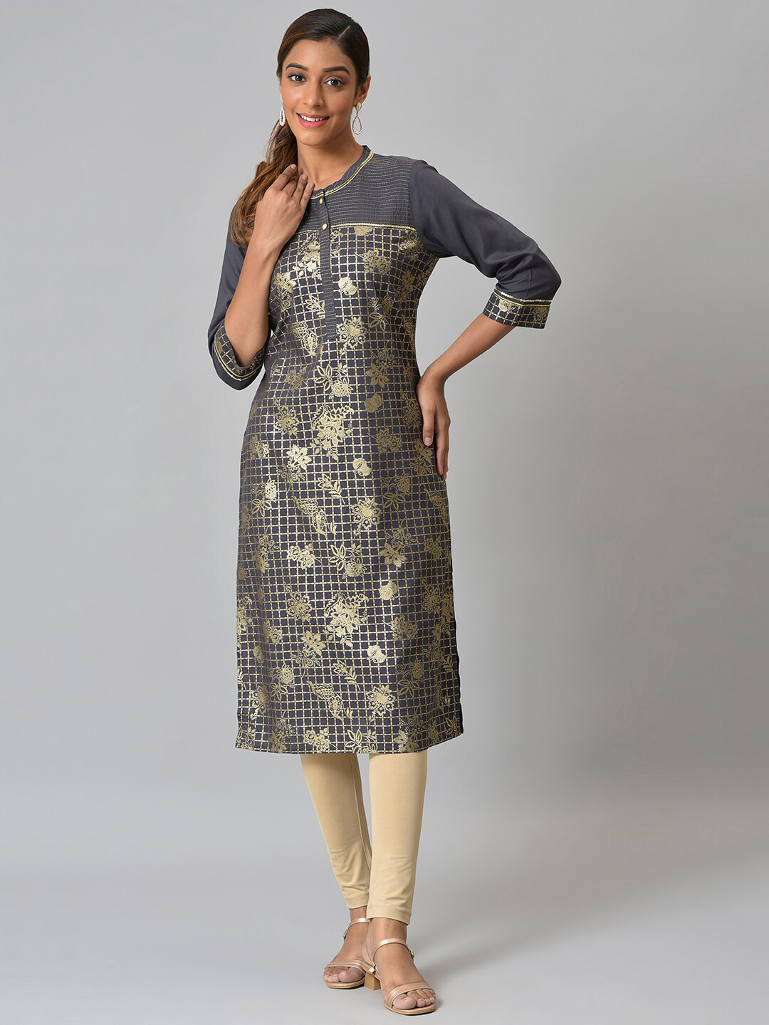 AURELIA Printed Button Down Liva Kurta