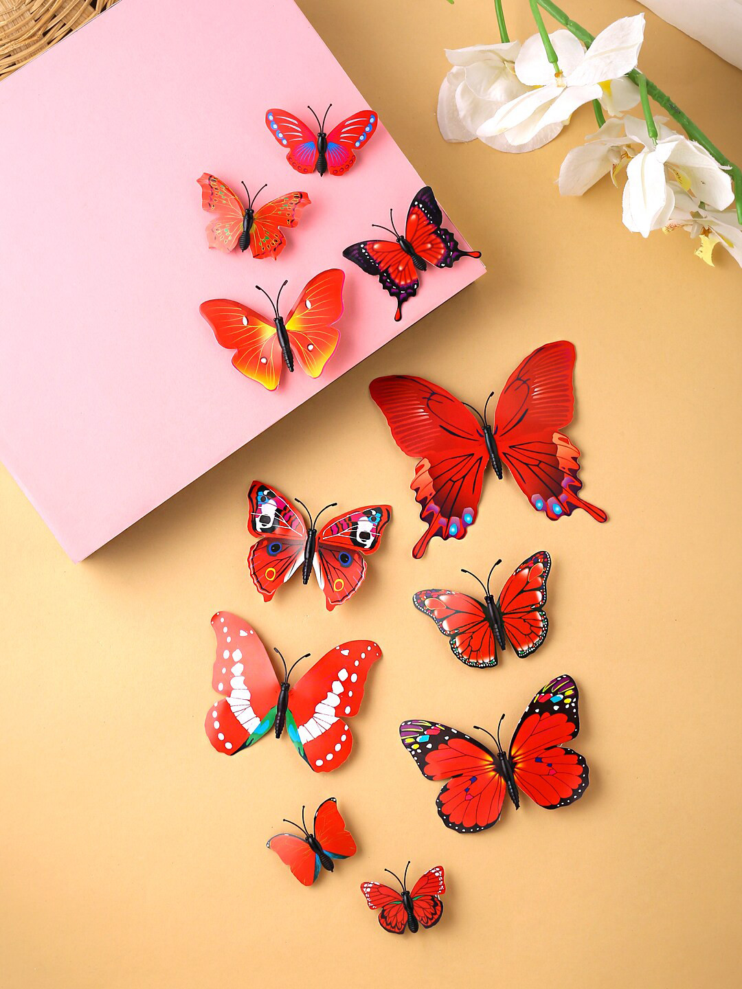 Melbees by Yellow Chimes Girls Set of 11 Pcs Red Butterfly Aligator Clips Hair Pins