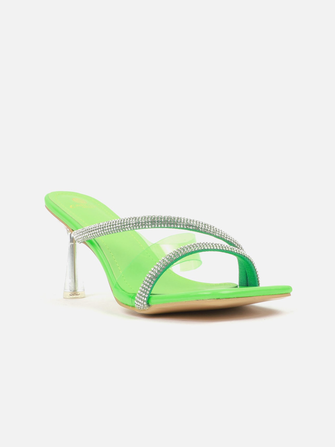 Carlton London Olive Green Embellished Party Slim Heels