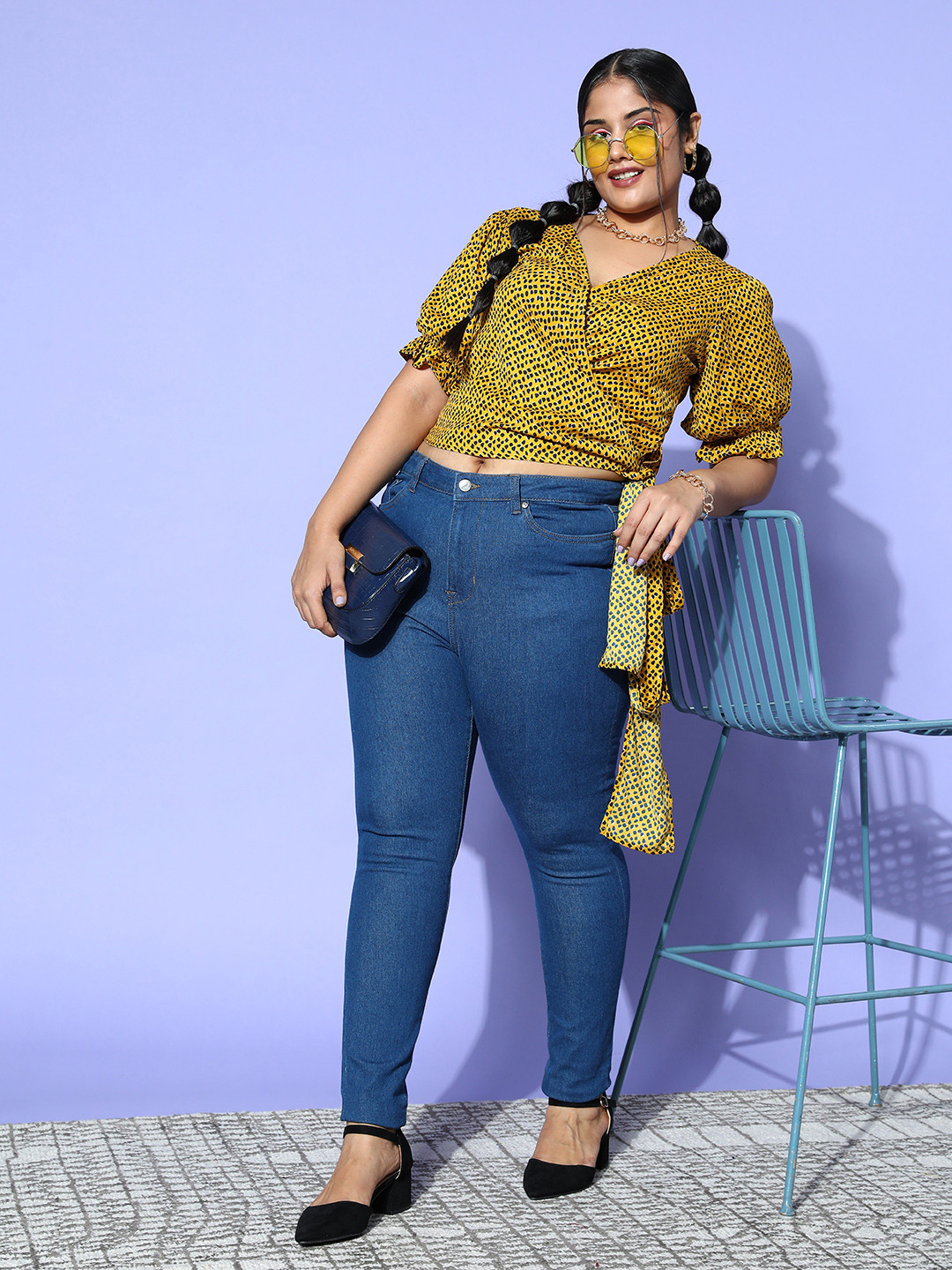 Berrylush Curve   Yellow Animal Printed Wrap It Up Top