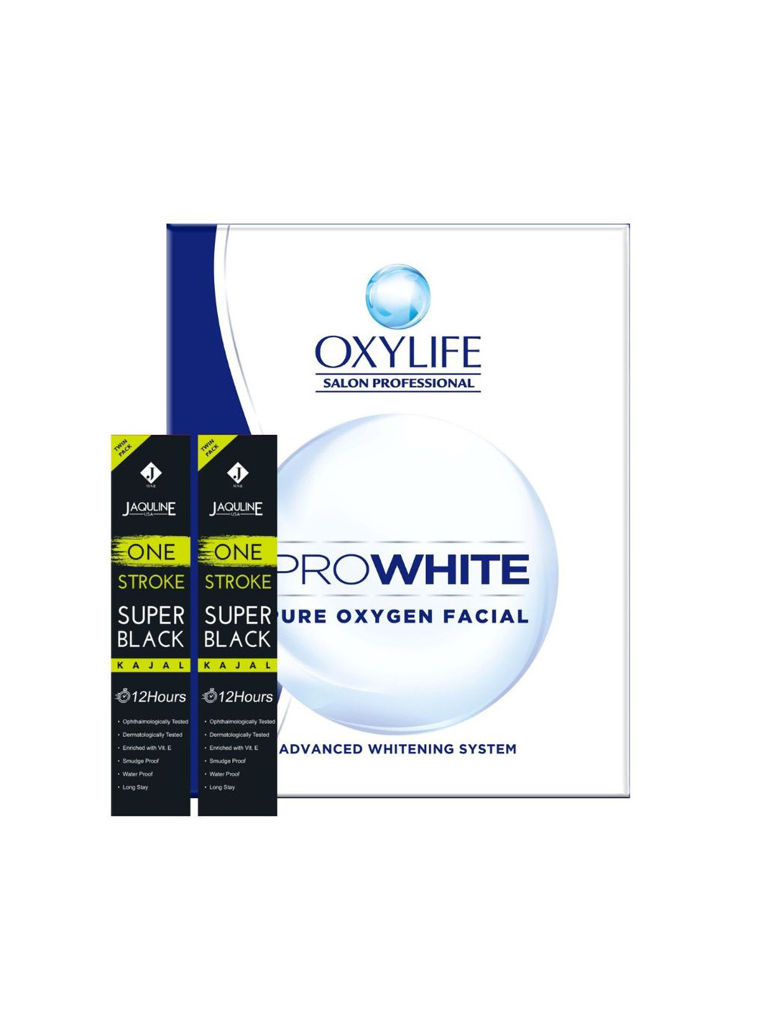 OXYLIFE Salon Professional Pro White Pure Oxygen Facial Kit with 2 Pcs Jaquline USA Kajals