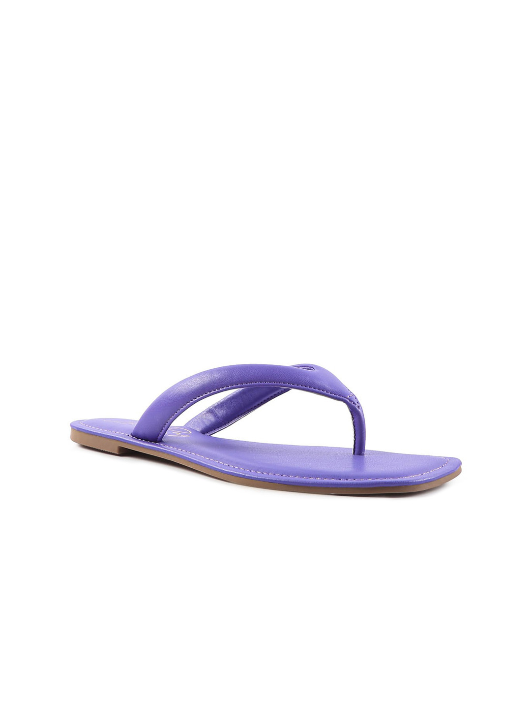 London Rag Women rple Embellished T-Strap Flats