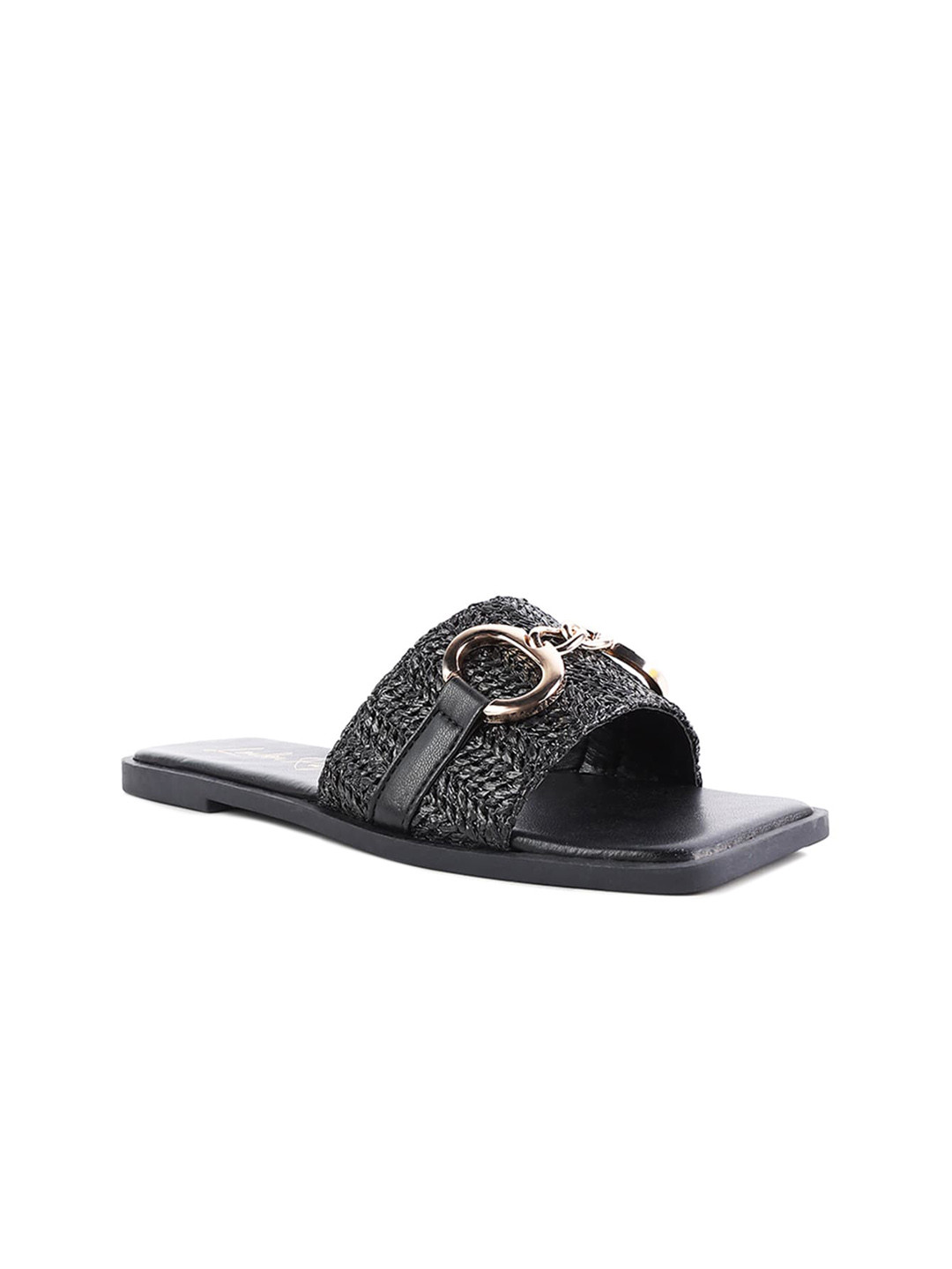 London Rag Women Black Open Square Toe Flats