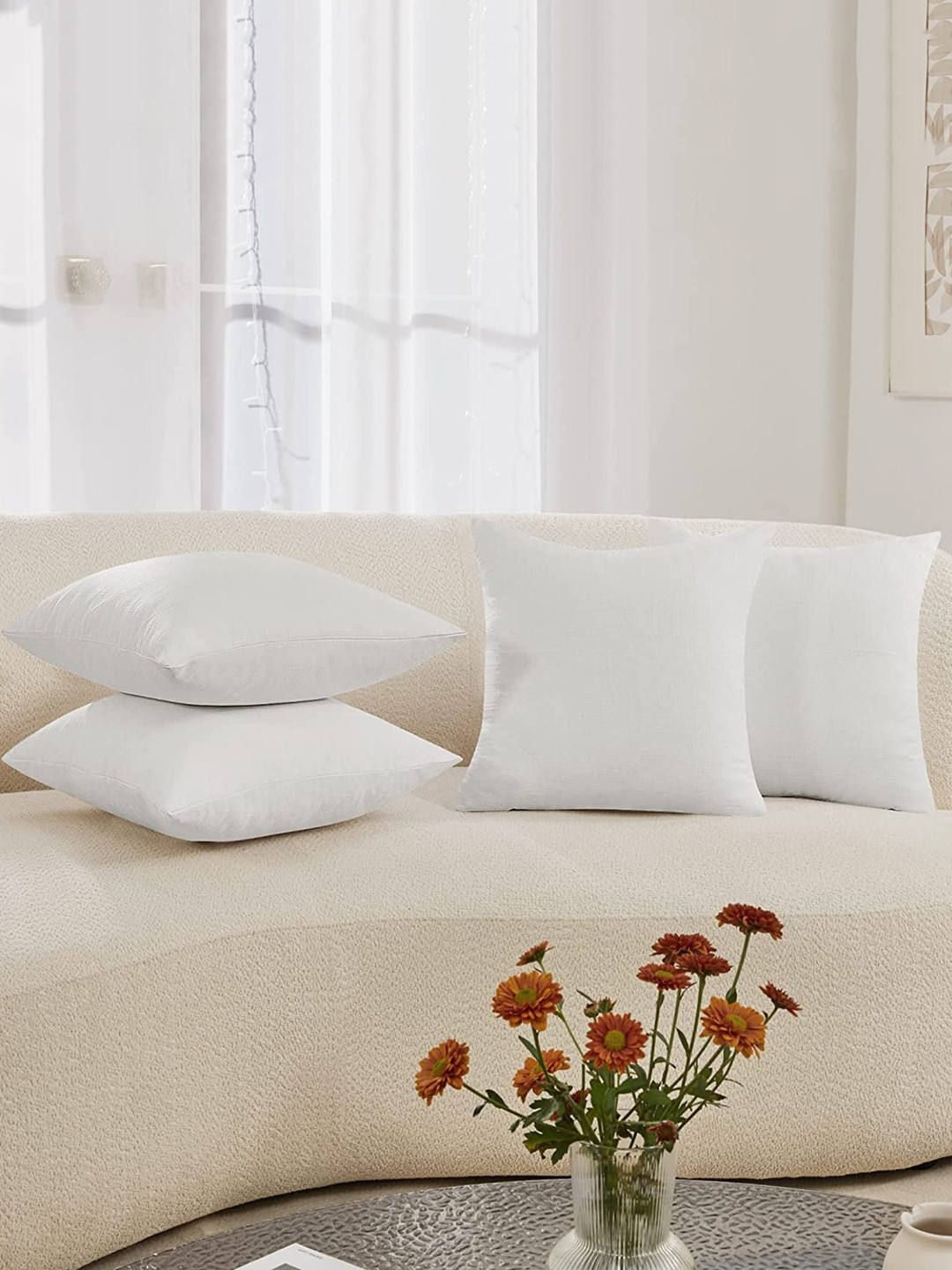 Bajo's Set Of 4 White Solid Cushions