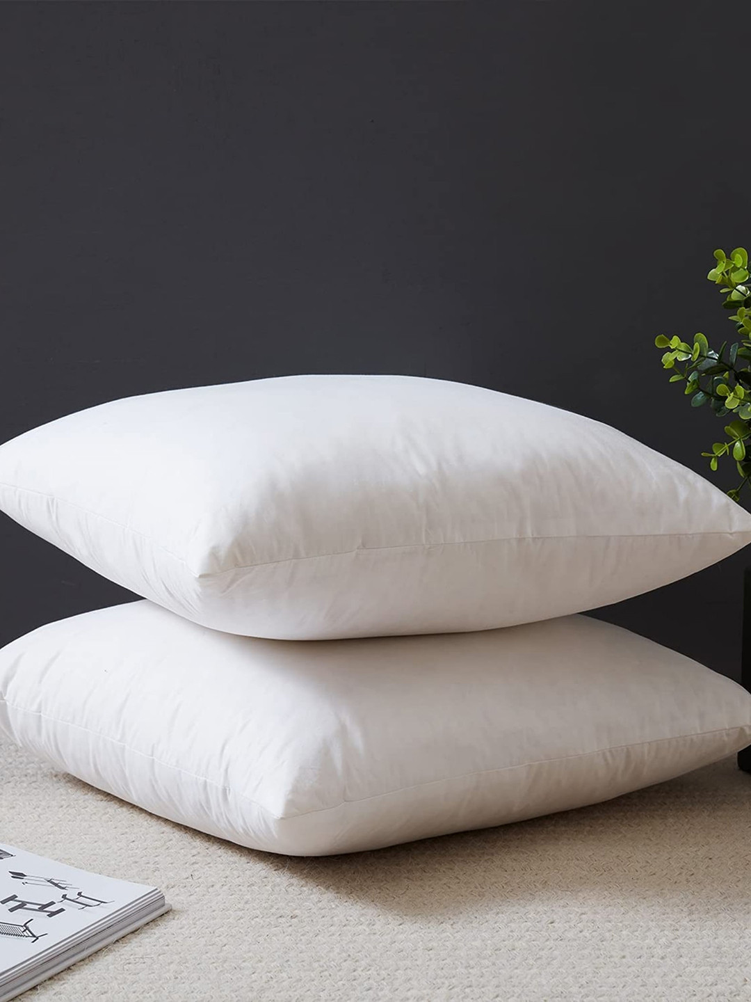 Bajo's Set Of 2 White Solid Square Cushion Fillers