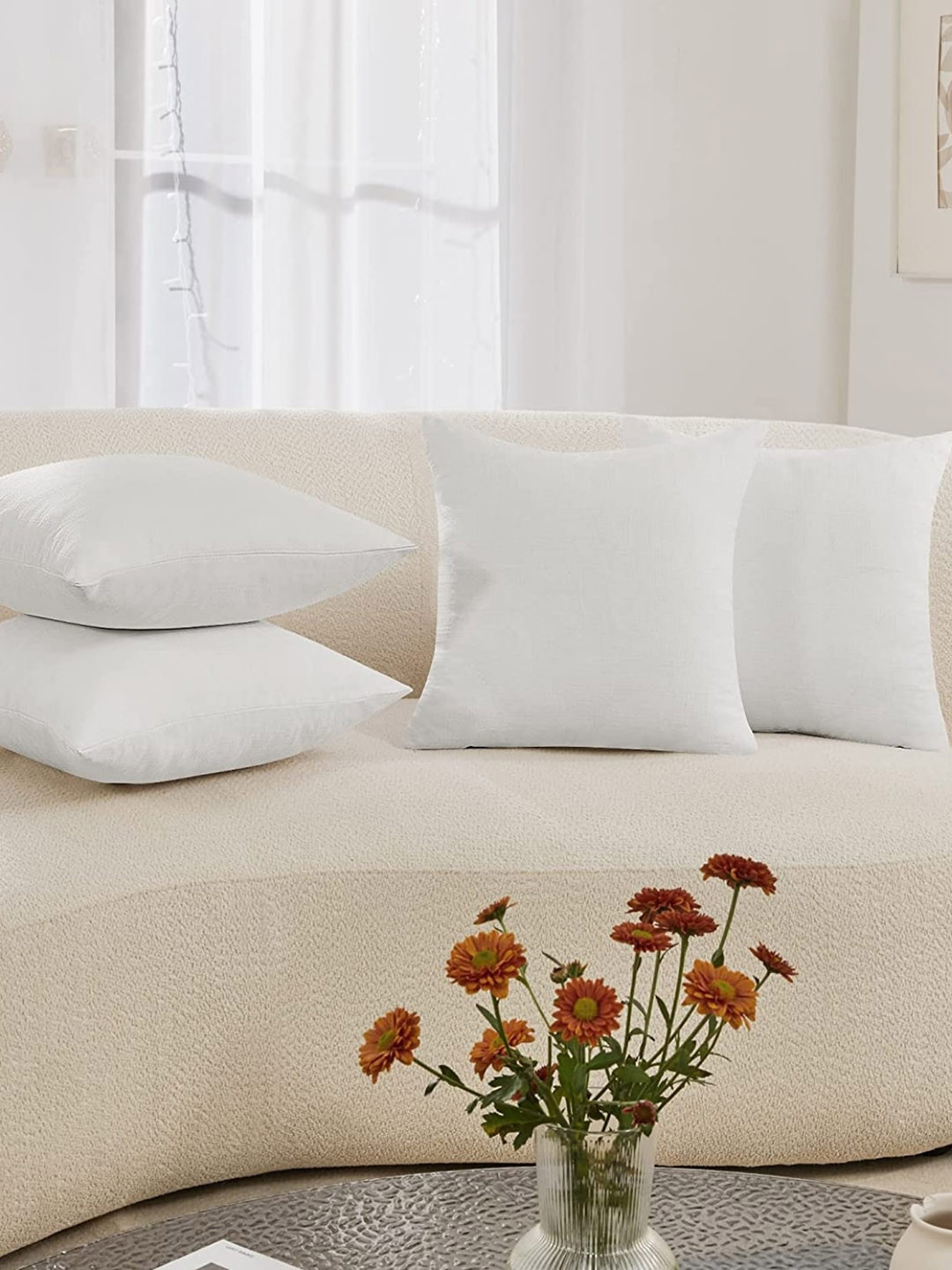 Bajo's Set Of 4 White Solid Cushion Fillers