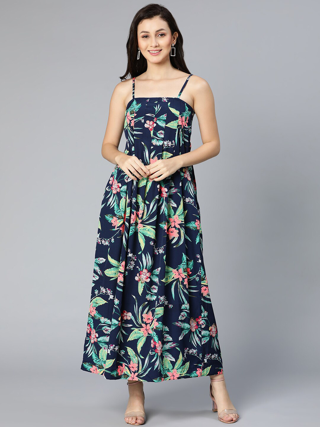 Oxolloxo Navy Blue Floral Maxi Dress