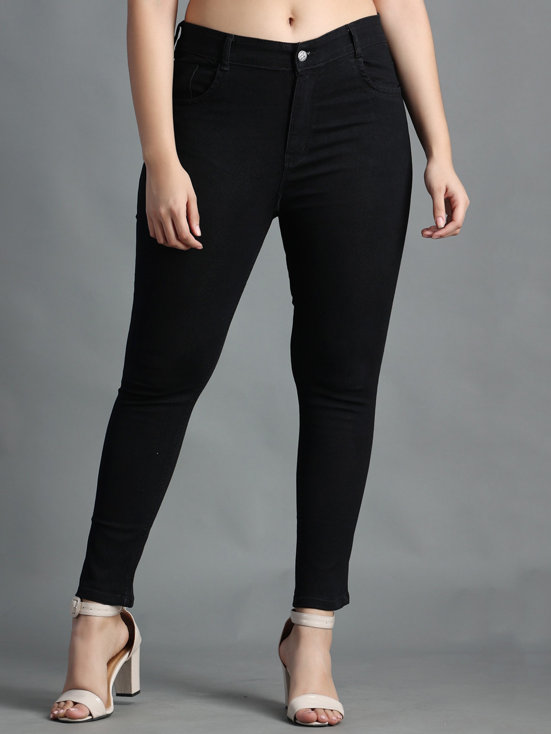 POMPOUS Women Black Slim Fit High-Rise Stretchable Jeans