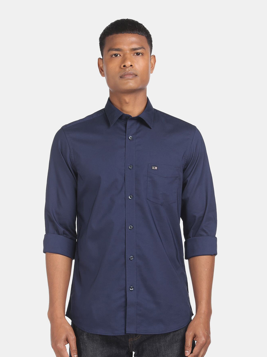 Arrow Sport Men Navy Blue Slim Fit Pure Cotton Casual Shirt
