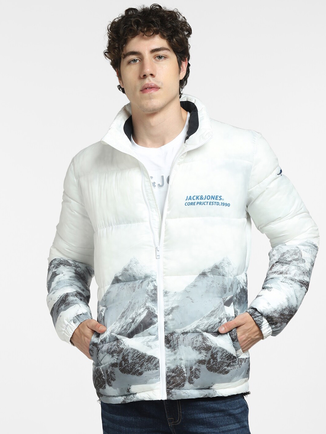 Buy Jack Jones Men White Printed Puffer Jacket Jackets for Men 19824314 Myntra